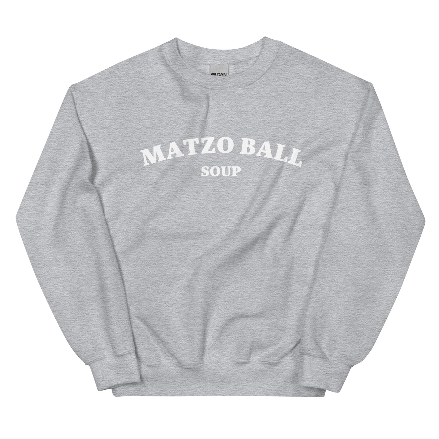 Light gray matzo ball soup sweatshirt - A matzo ball soup sweatshirt for Jewish foodies and matzo ball soup lovers. This classic crew neck sweatshirt is designed for matzo ball enthusiasts. It's a funny Jewish food sweatshirt that stands out. A perfect funny gift for your favorite Jewish friend or a quirky sweatshirt for everyday matzo ball eaters.