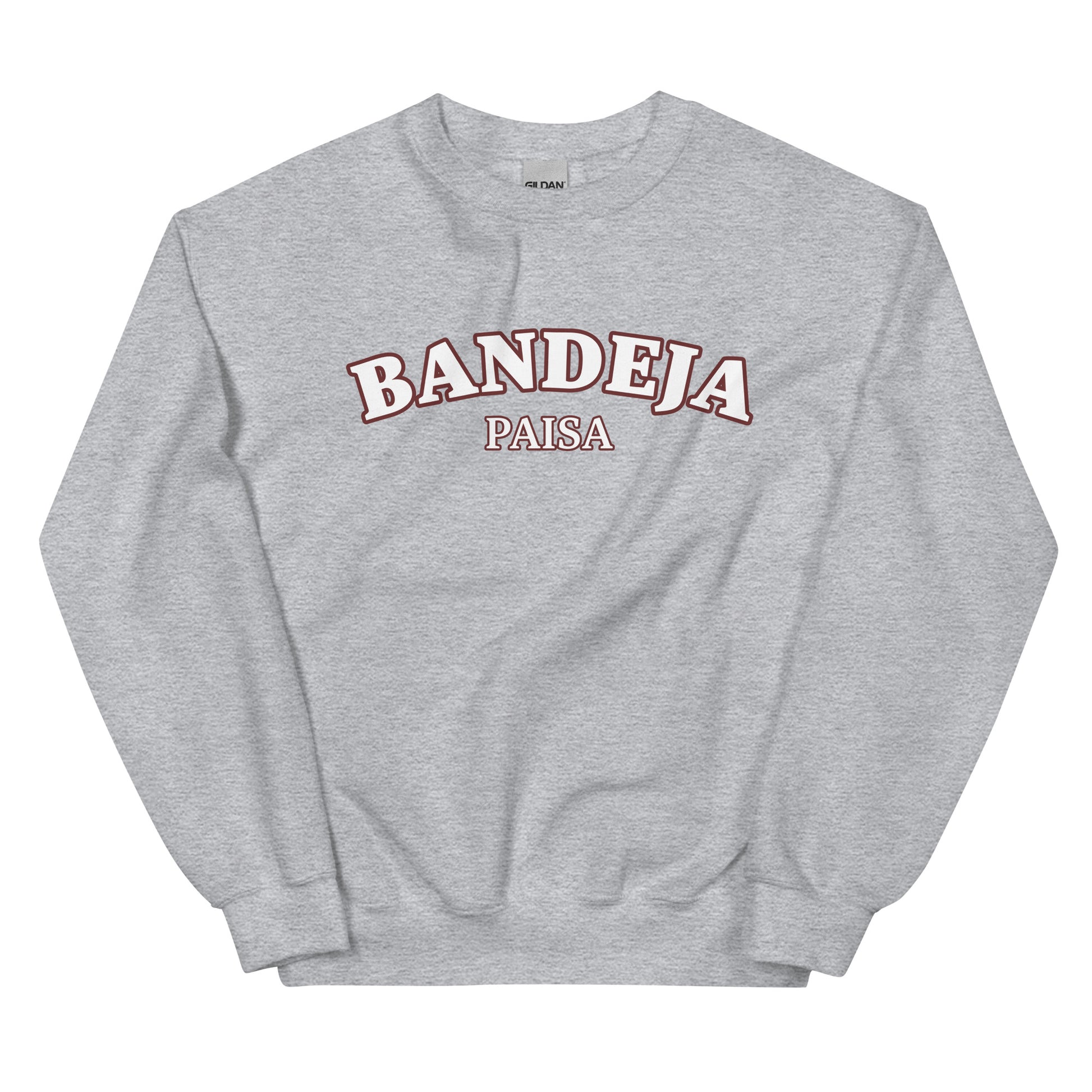 Light gray Colombian food sweatshirt for bandeja paisa lovers - This Bandeja Paisa sweatshirt is soft, comfortable and shows off your foodie passion. Designed for those with a Bandeja Paisa lovers, this funny food sweatshirt is perfect for cozy nights, funky streetwear or a funny gift for Colombian foodies. With its eye-catching design, and quirky nature, it's sure to turn heads. Make a statement in this Bandeja Paisa sweatshirt.