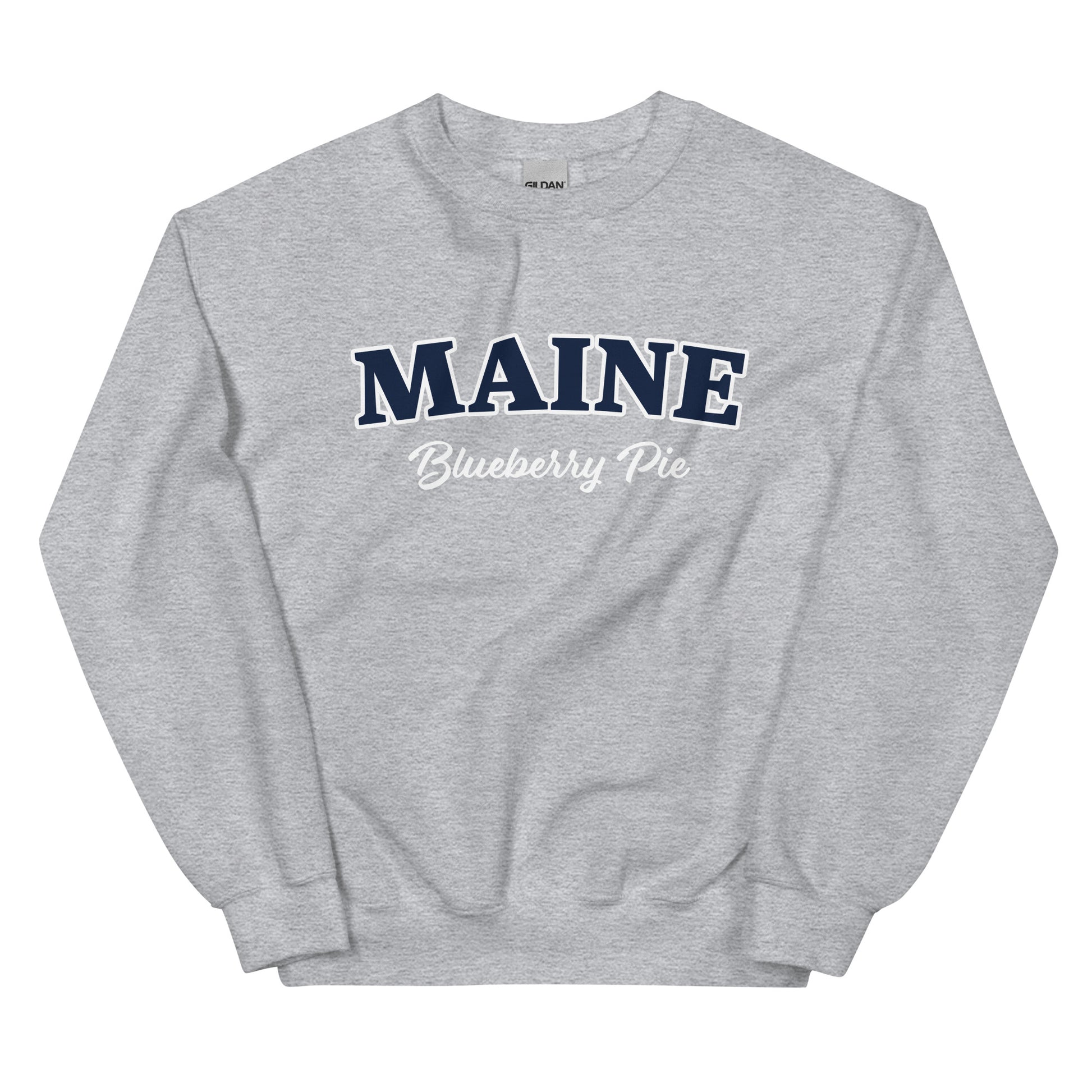 Light Gray Maine Blueberry Pie Sweatshirt by Nina's Funky Shop by ninanush - Do you love blueberry pie? Looking for a fun New England gift? Our Maine Blueberry Pie Sweatshirt is just for you! A funny foodie sweatshirt for blueberry pie lovers and foodies of all kinds. This unisex, crew neck sweatshirt with "Maine Blueberry Pie" on the front. The perfect sweatshirt for blueberry pie enthusiast.