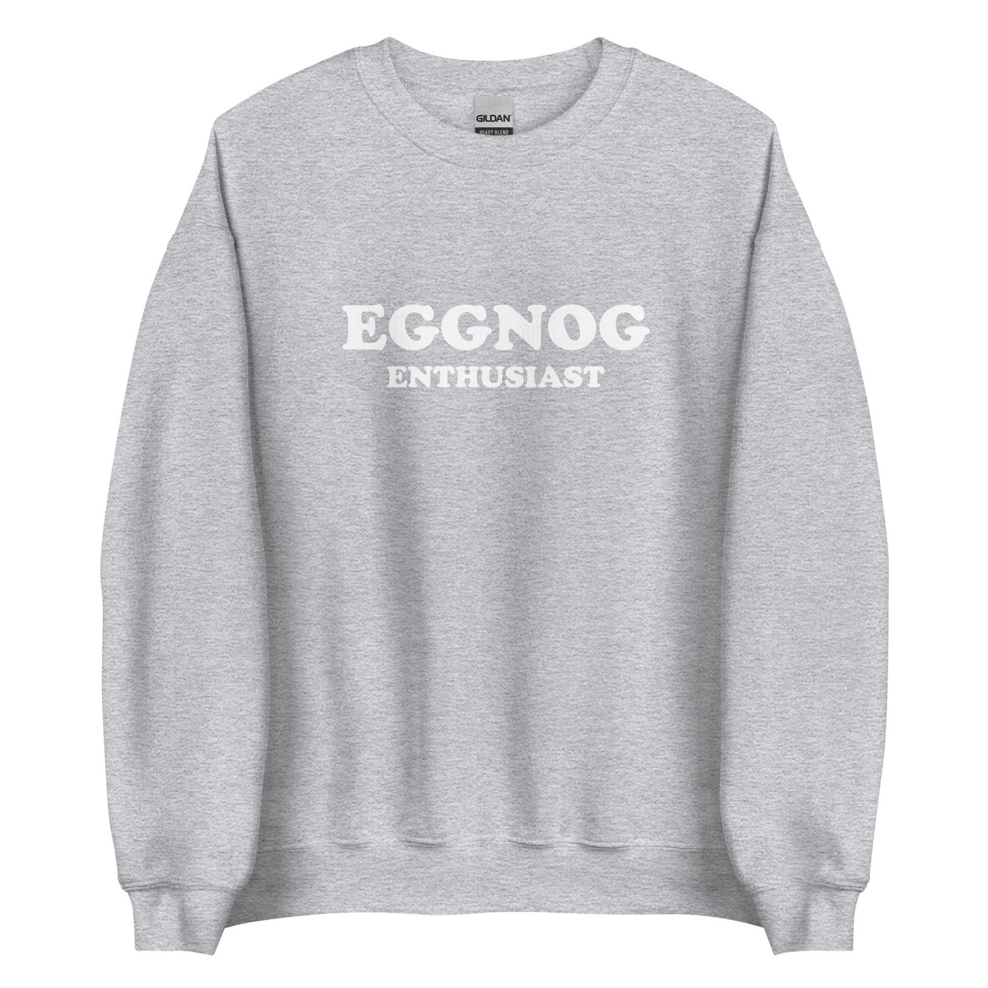 Light Gray Eggnog Enthusiast Sweatshirt from Nina's Funky Shop by ninanush - Do you love eggnog? Looking for a funny holiday gift? Our Eggnog Enthusiast Crew Neck Sweatshirt is soft, comfortable and just what you need. It's a unisex sweatshirt that comes in a variety of colors with "Eggnog Enthusiast", expertly printed on the front. A funny foodie sweatshirt for cozy nights in or stand out eggnog lover streetwear.