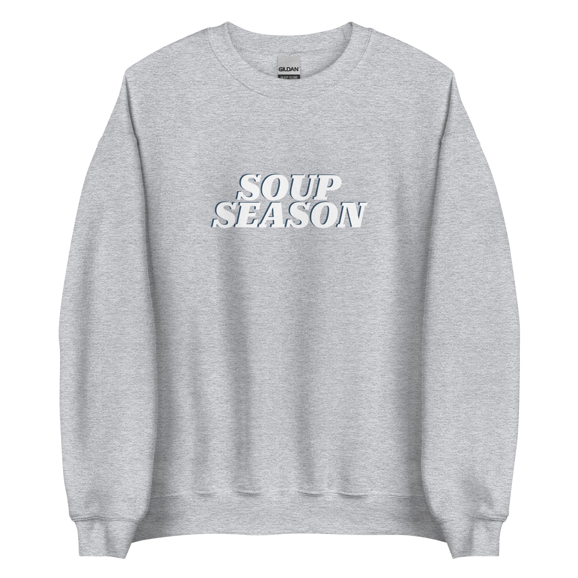 Light Gray Soup Season Sweatshirt from Nina's Funky Shop by ninanush - Do you love soup? Looking for a funny gift for a friend? Our Soup Season Crew Neck Sweatshirt is soft, comfortable and just what you need. It's a unisex foodie sweatshirt that comes in a variety of colors with "soup season", expertly printed on the front. A funny foodie sweatshirt for cozy nights in or stand out soup lover streetwear.