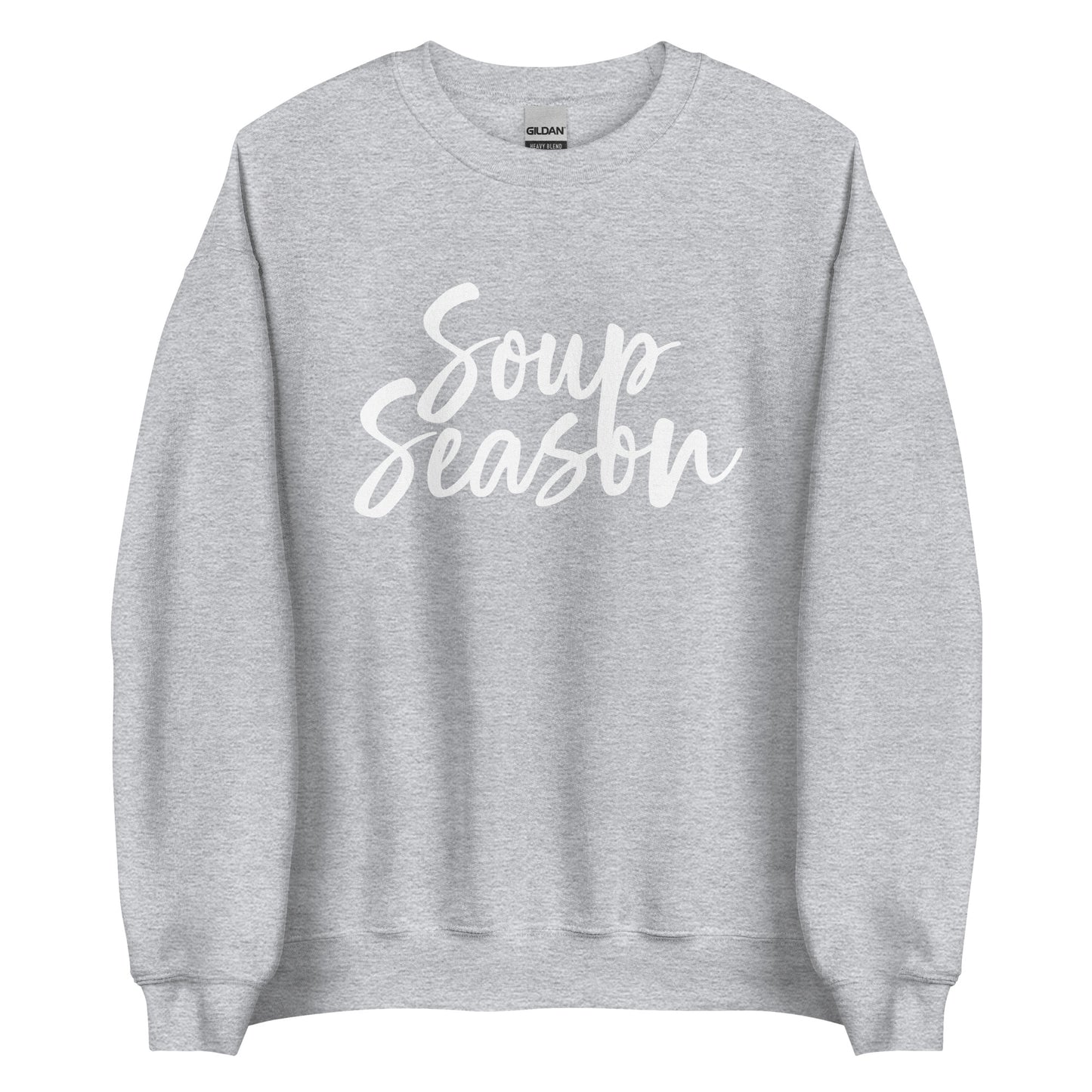 Light Gray Soup Season Sweatshirt from Nina's Funky Shop by ninanush - Do you love soup? Looking for a funny gift? Our Soup Season Crewneck Sweatshirt is soft, comfortable and just what you need. It's a unisex sweatshirt that comes in a variety of colors with "Soup Season", expertly printed on the front. A unique and funny soup sweatshirt for cozy nights in or stand out soup lover streetwear. This quirky sweatshirt is designed by Nina and made just for you.