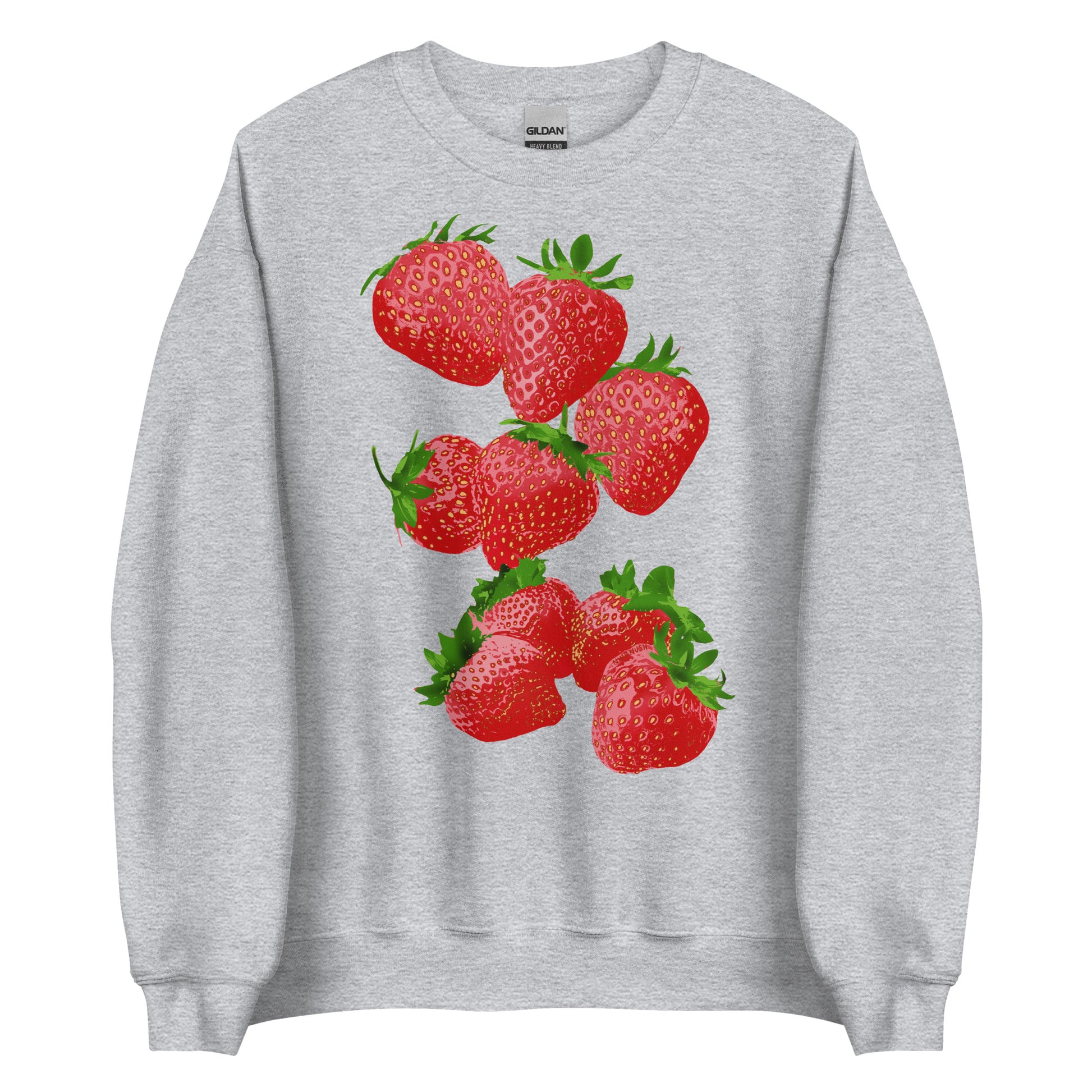 Light Gray Strawberry Design Sweatshirt from Nina's Funky Shop by ninanush - Love strawberries? Our Strawberry Crewneck Sweatshirt is soft, comfortable and just what you need. It's a unisex sweatshirt that comes in a variety of colors with a unique, hand drawn strawberry design, expertly printed on the front. Perfect for cozy nights in or stand out streetwear for strawberry enthusiasts.