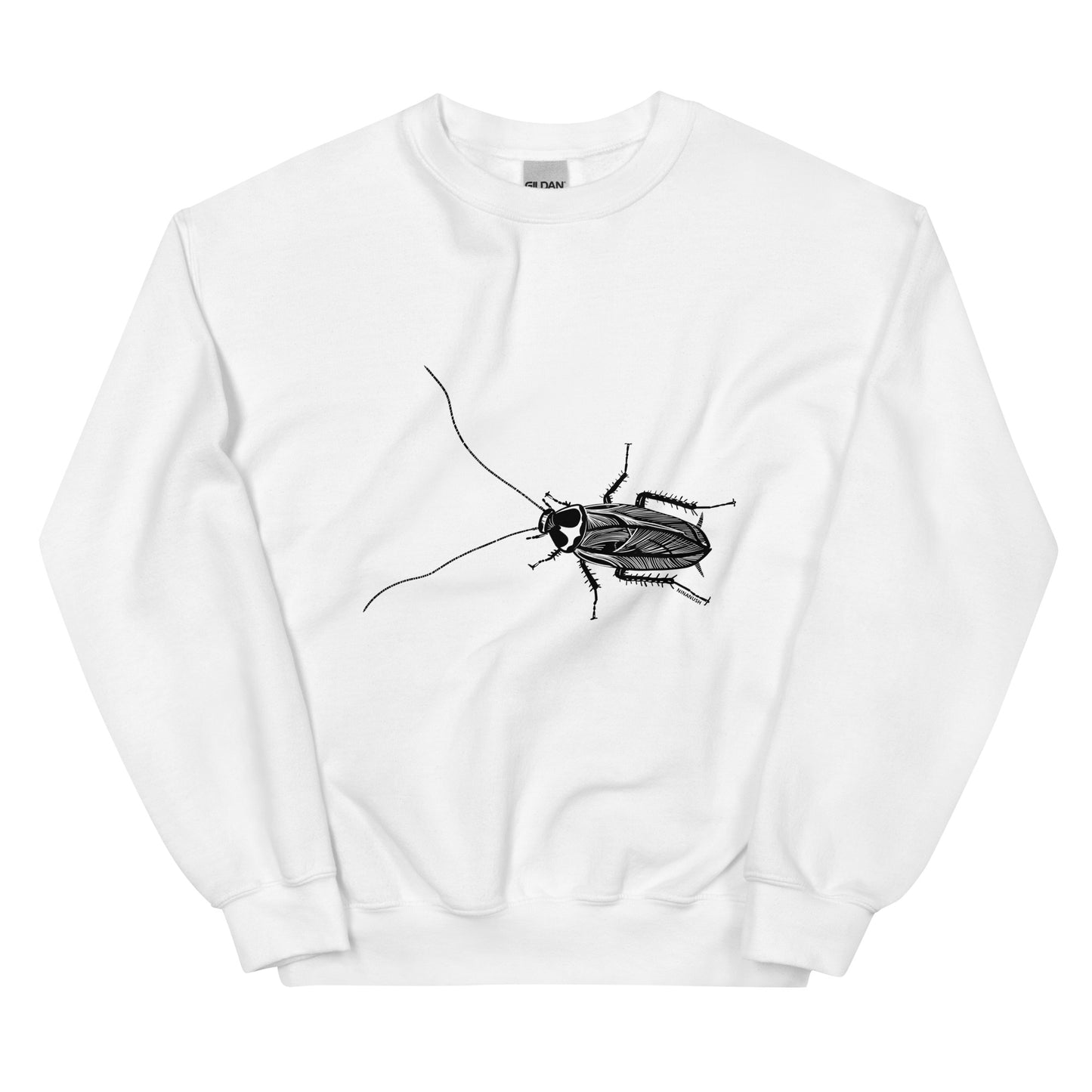 White cockroach sweatshirt from Nina's Funky Shop by ninanush - This cockroach sweatshirt is soft and comfortable with a bold cockroach sketch on the front. Add a little personality to your style in this weird sweatshirt or give it as a funny gift for a bug enthusiast Celebrate your individuality with our original, hand-drawn graphics, designed by Nina. Stay funky and stand out.