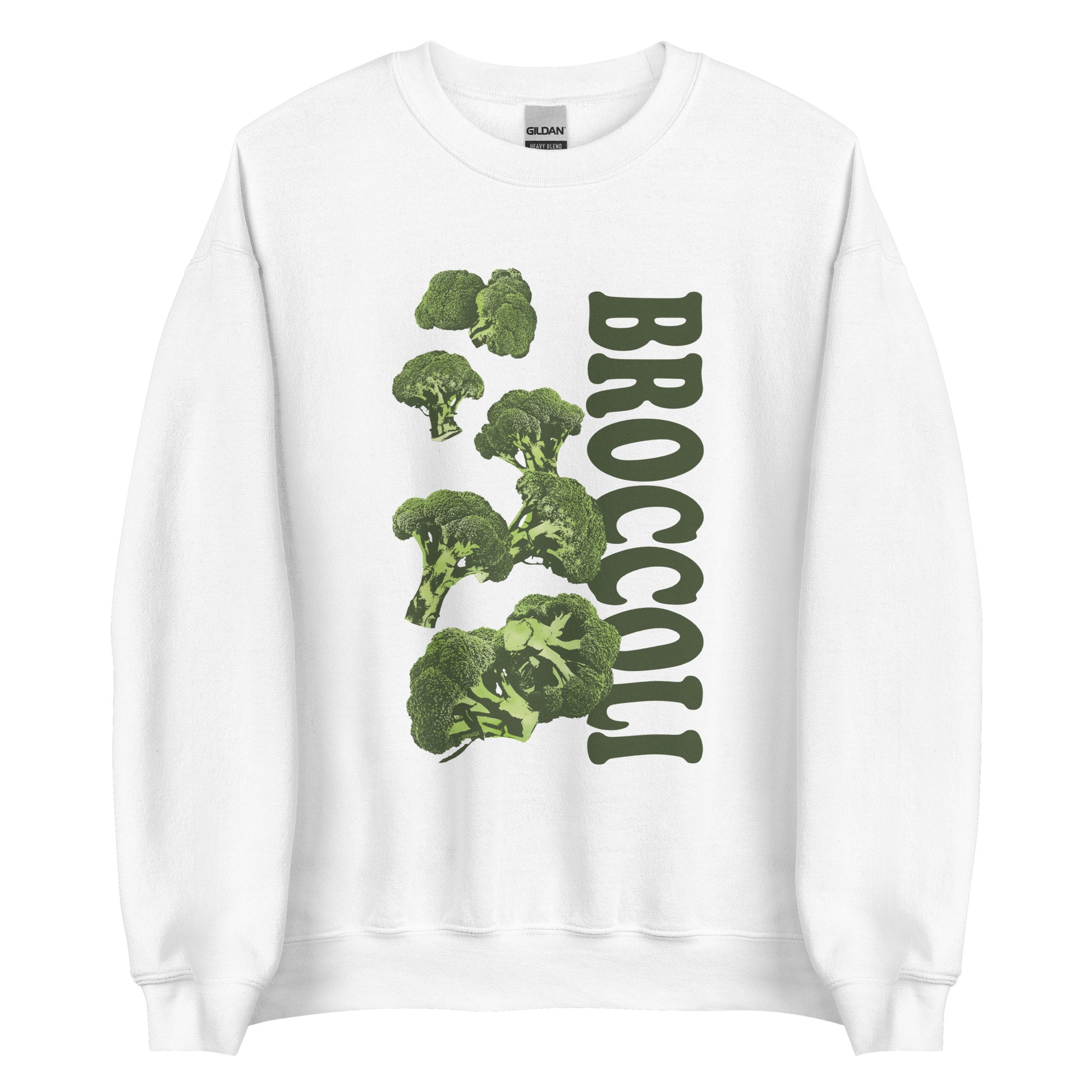 White Broccoli Sweatshirt from Nina's Funky Shop by ninanush- Love broccoli? Our Broccoli Crewneck Sweatshirt is soft, comfortable and just what you need. It's a unisex sweatshirt with a unique, hand drawn broccoli design, expertly printed on the front. Perfect for cozy nights in or stand out streetwear for veggie enthusiasts. This funny foodie sweatshirt is designed by Nina and made just for you.