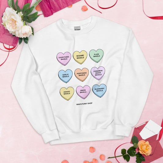 Bagels Valentine Hearts Sweatshirt