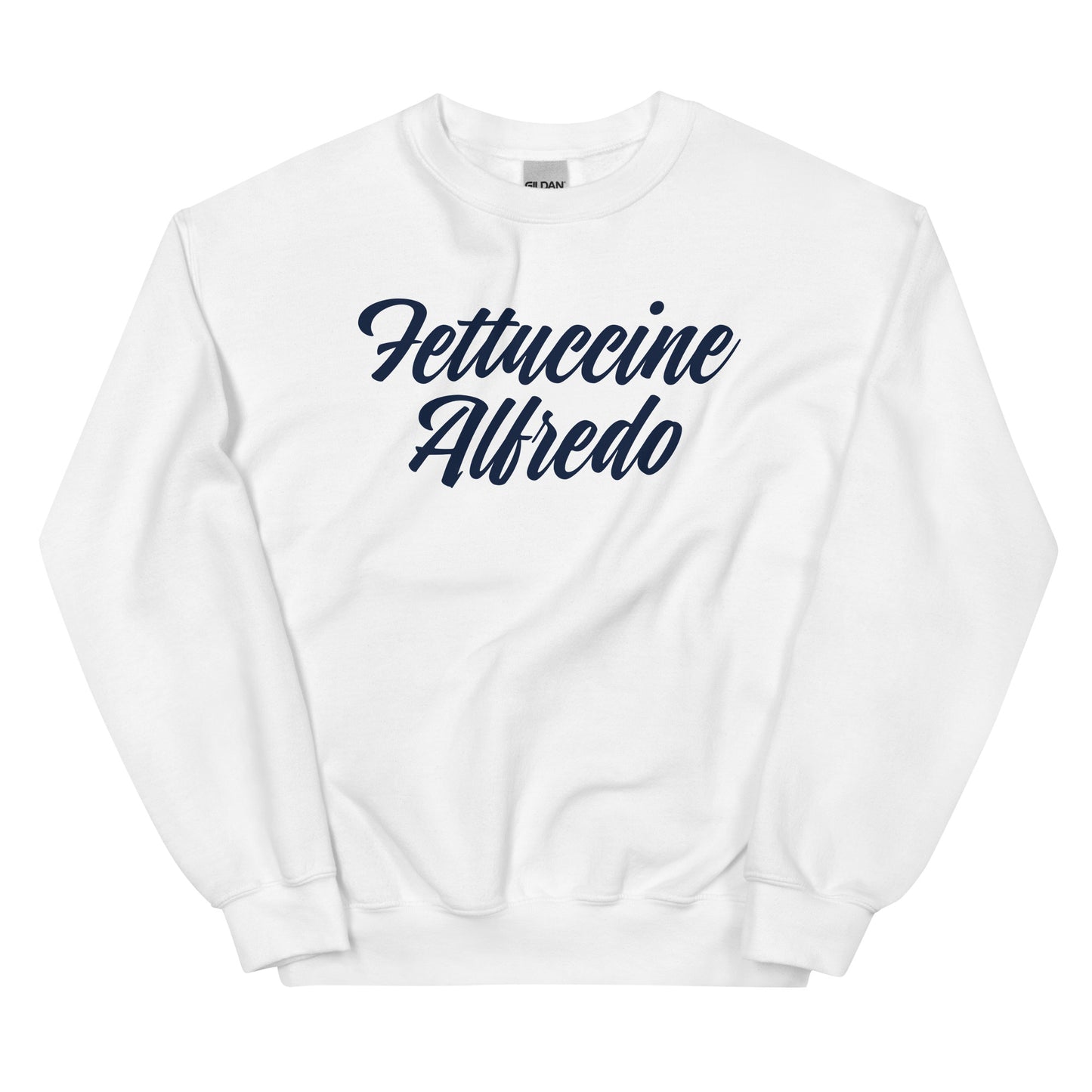 White Fettuccine Alfredo Crewneck Sweatshirt - Fettuccine Alfredo enthusiast? Looking for a gift for a pasta lover? Our Fettuccine Alfredo Crewneck Sweatshirt is cozy, soft, and made just for you!