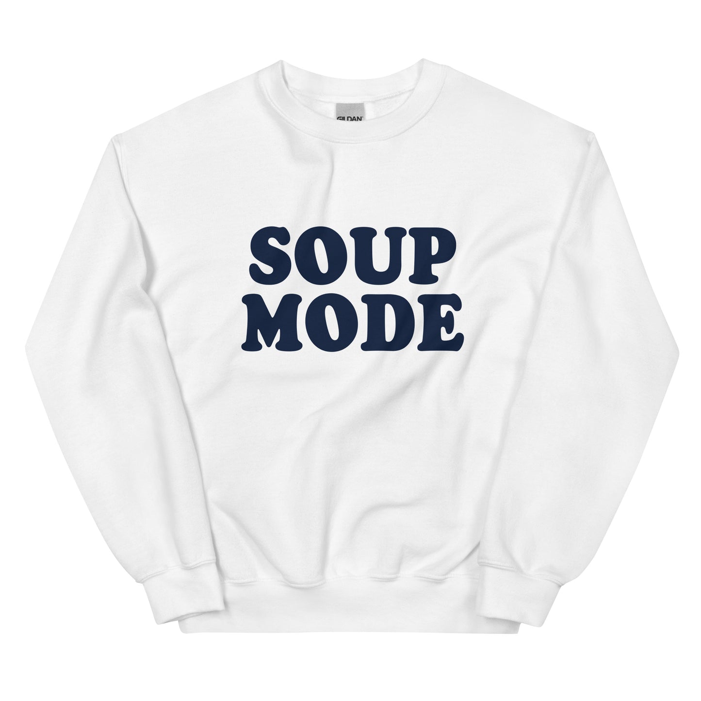 White Soup Mode Sweatshirt - Love soup? Looking for a gift for a soup enthusiast? Our Soup Mode Sweatshirt is soft, cozy and made just for you! It's a funny crewneck sweatshirt, expertly printed and perfect for everyday activities or lounging around the house eating soup. Looking for something personalized? Shoot us a message! 