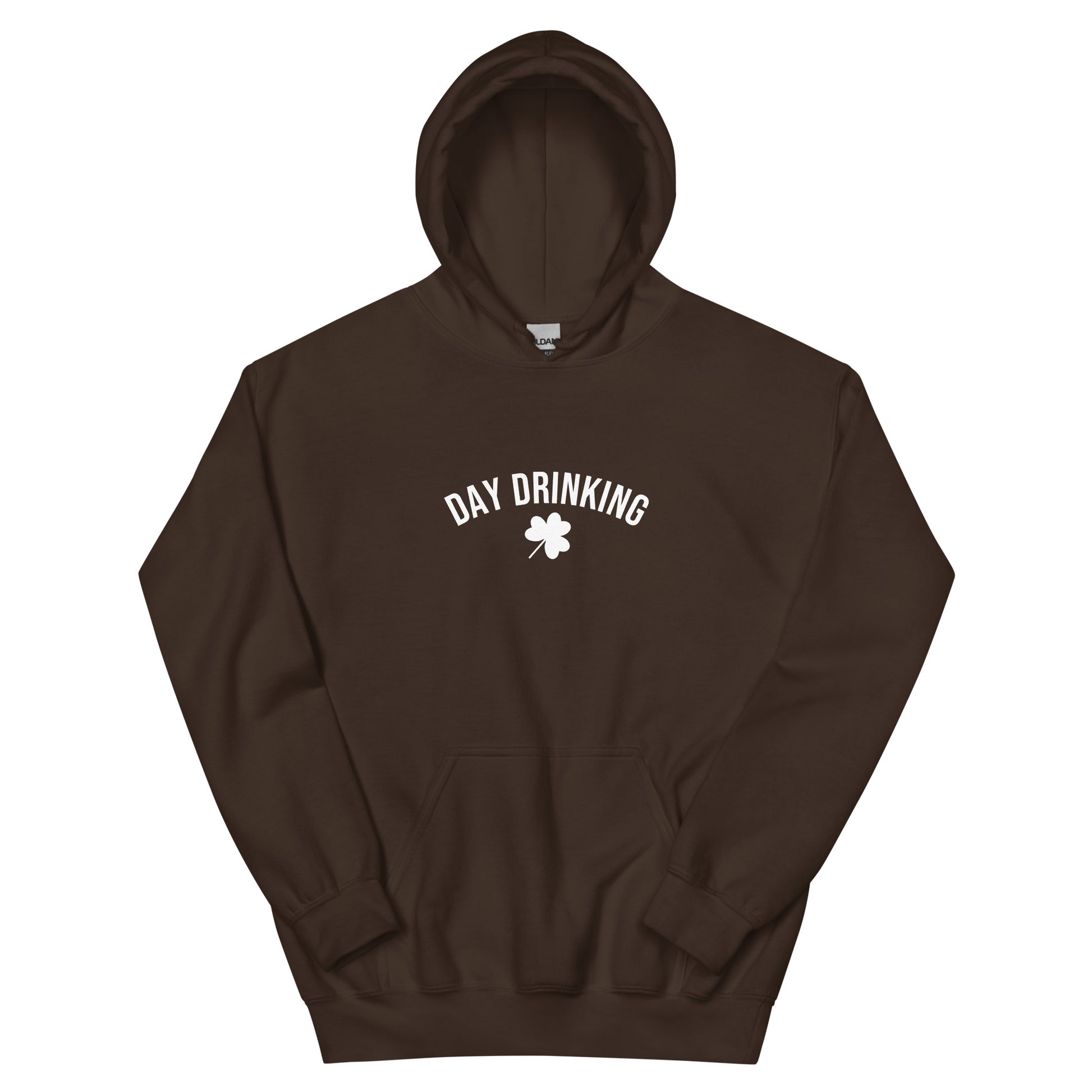 Brown Day Drinking Shamrock Hoodie - Our Day Drinking Shamrock Hoodie is soft and comfortable with a funny design, expertly printed on the front. Shop Nina's for funky apparel for foodies and beyond.