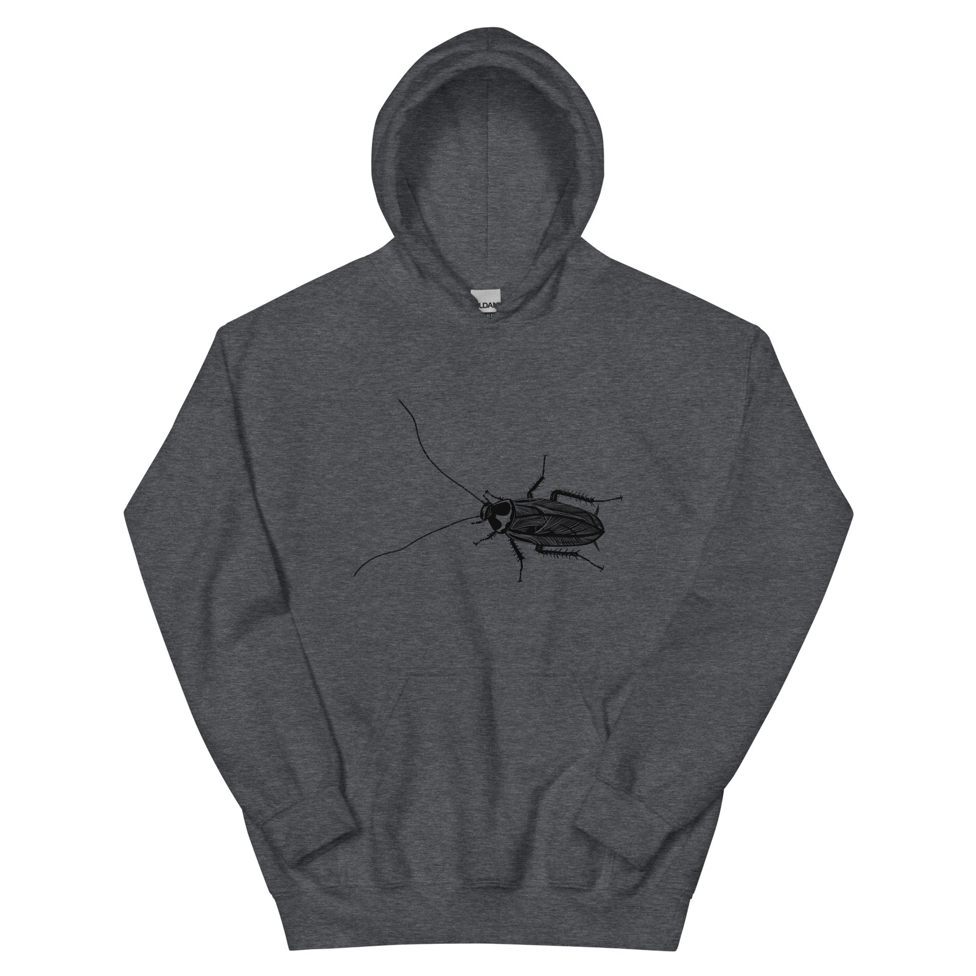 Dark Gray Cockroach Hoodie from Nina's Funky Shop by ninanush - Looking for a funky and unique hoodie? A weird, stand out gift? Our Cockroach Hoodie might just be the one! It's soft, comfortable and comes in a variety of colors with a hand drawn design by Nina, expertly printed on the front. Add a little personality to your everyday style in this unique cockroach hoodie.