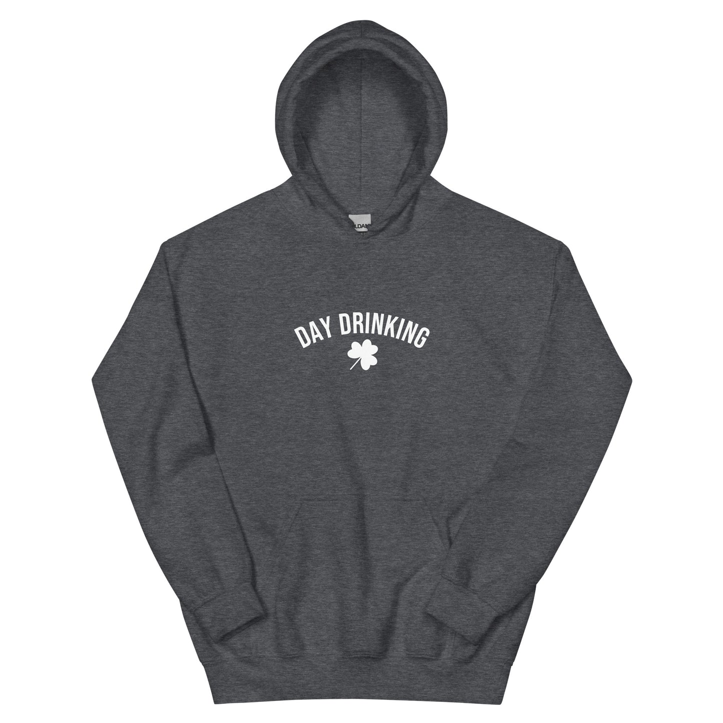 Dark Heather Gray Day Drinking Shamrock Hoodie - Our Day Drinking Shamrock Hoodie is soft and comfortable with a funny design, expertly printed on the front. Shop Nina's for funky apparel for foodies and beyond.