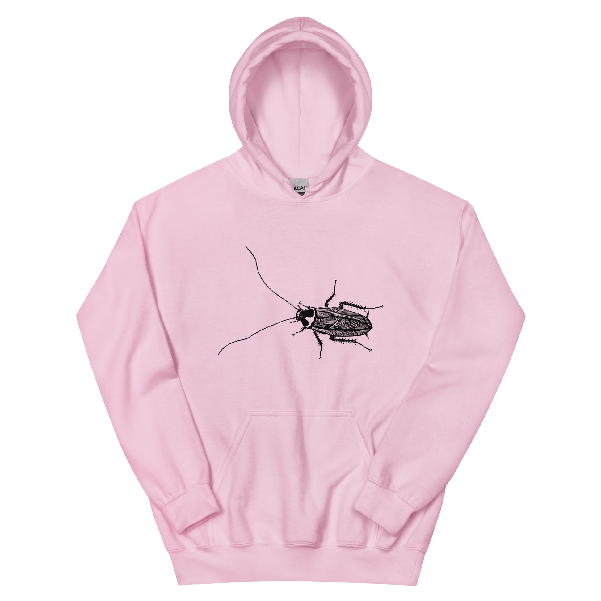 Light Pink Cockroach Hoodie from Nina's Funky Shop by ninanush - Looking for a funky and unique hoodie? A weird, stand out gift? Our Cockroach Hoodie might just be the one! It's soft, comfortable and comes in a variety of colors with a hand drawn design by Nina, expertly printed on the front. Add a little personality to your everyday style in this unique cockroach hoodie.