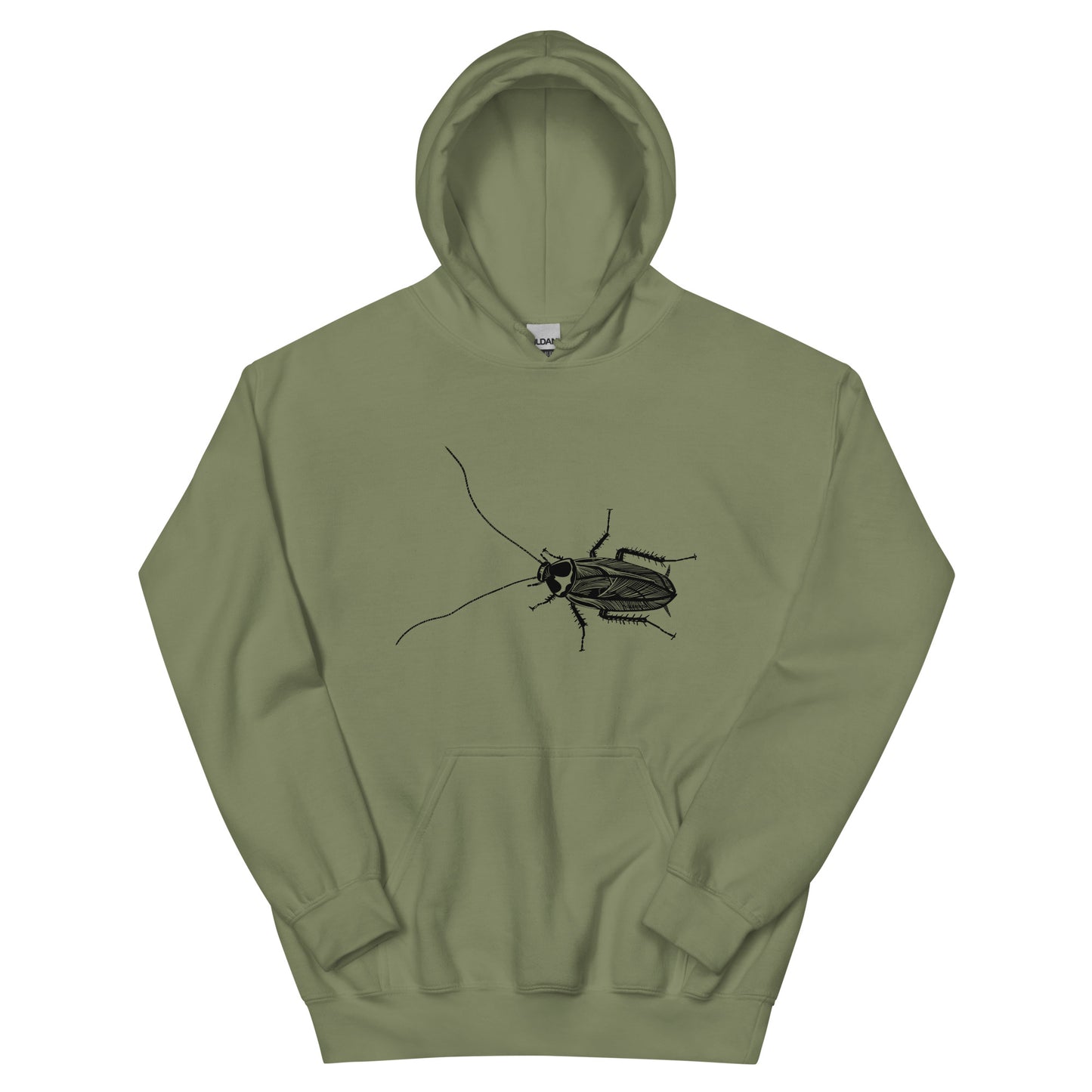 Army Green Cockroach Hoodie from Nina's Funky Shop by ninanush - Looking for a funky and unique hoodie? A weird, stand out gift? Our Cockroach Hoodie might just be the one! It's soft, comfortable and comes in a variety of colors with a hand drawn design by Nina, expertly printed on the front. Add a little personality to your everyday style in this unique cockroach hoodie.