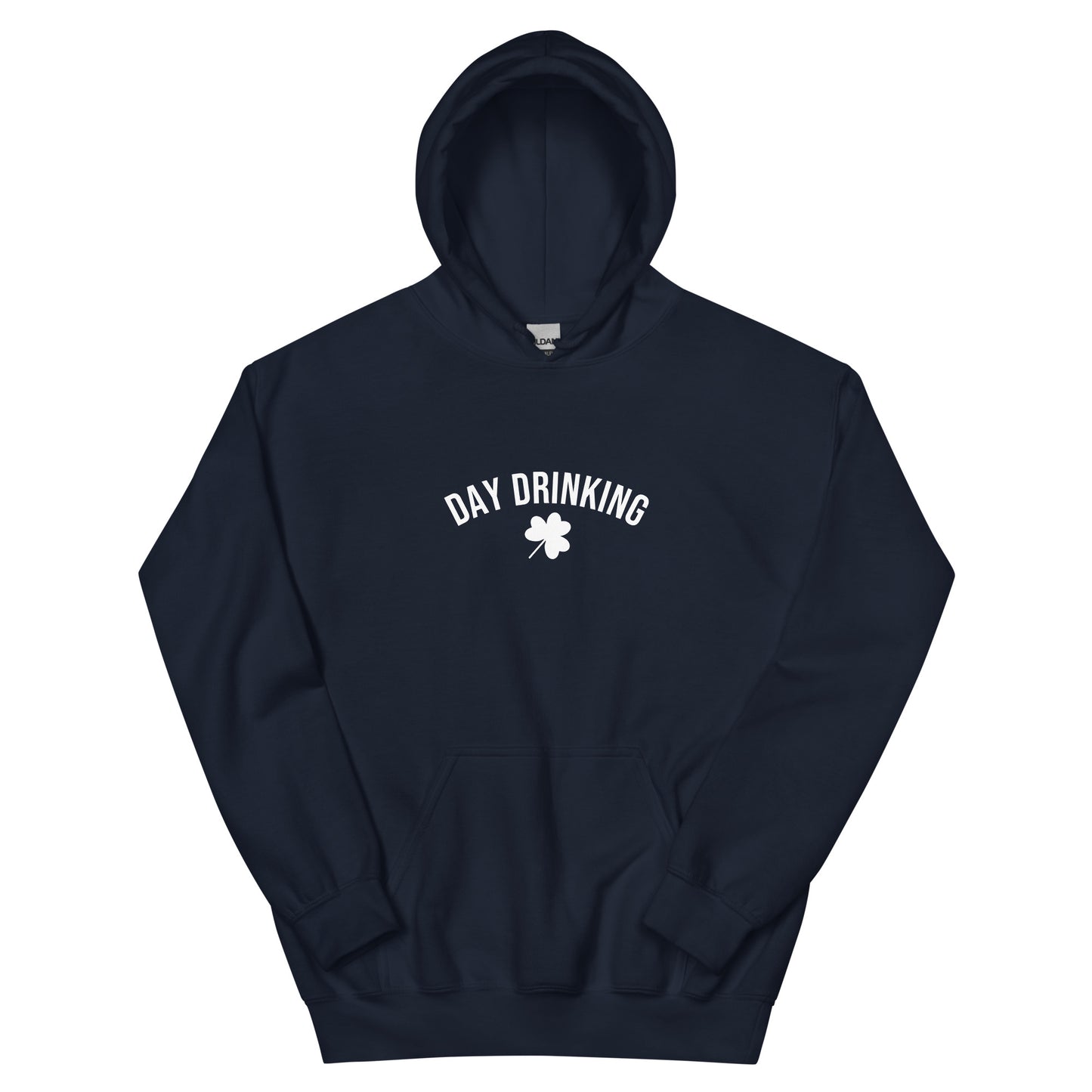 Navy Day Drinking Shamrock Hoodie - Our Day Drinking Shamrock Hoodie is soft and comfortable with a funny design, expertly printed on the front. Shop Nina's for funky apparel for foodies and beyond.