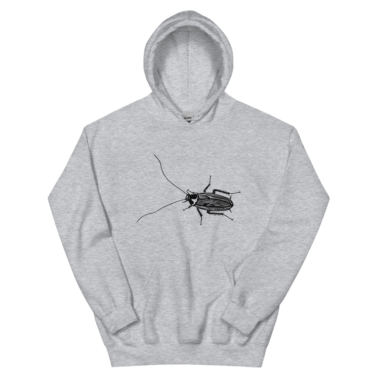 Light Gray Cockroach Hoodie from Nina's Funky Shop by ninanush - Looking for a funky and unique hoodie? A weird, stand out gift? Our Cockroach Hoodie might just be the one! It's soft, comfortable and comes in a variety of colors with a hand drawn design by Nina, expertly printed on the front. Add a little personality to your everyday style in this unique cockroach hoodie.