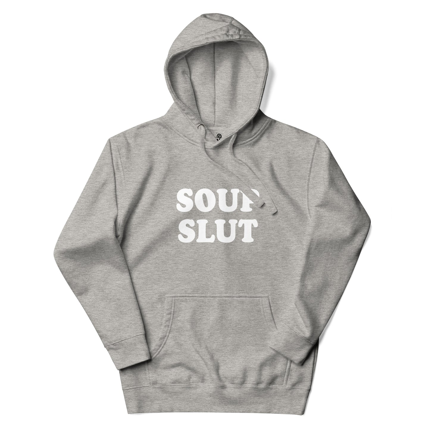 Light Gray Soup Slut Hoodie from Nina's Funky Shop by ninanush - Do you love soup? Looking for a funny gift for a friend? Our Colorful Soup Slut Hoodie is soft, comfortable and just what you need. It's a unisex soup lover hoodie with "soup slut" on the front. A funny soup hoodie for cozy nights in or stand out streetwear for foodies. This soup enthusiast sweatshirt is made just for you. 