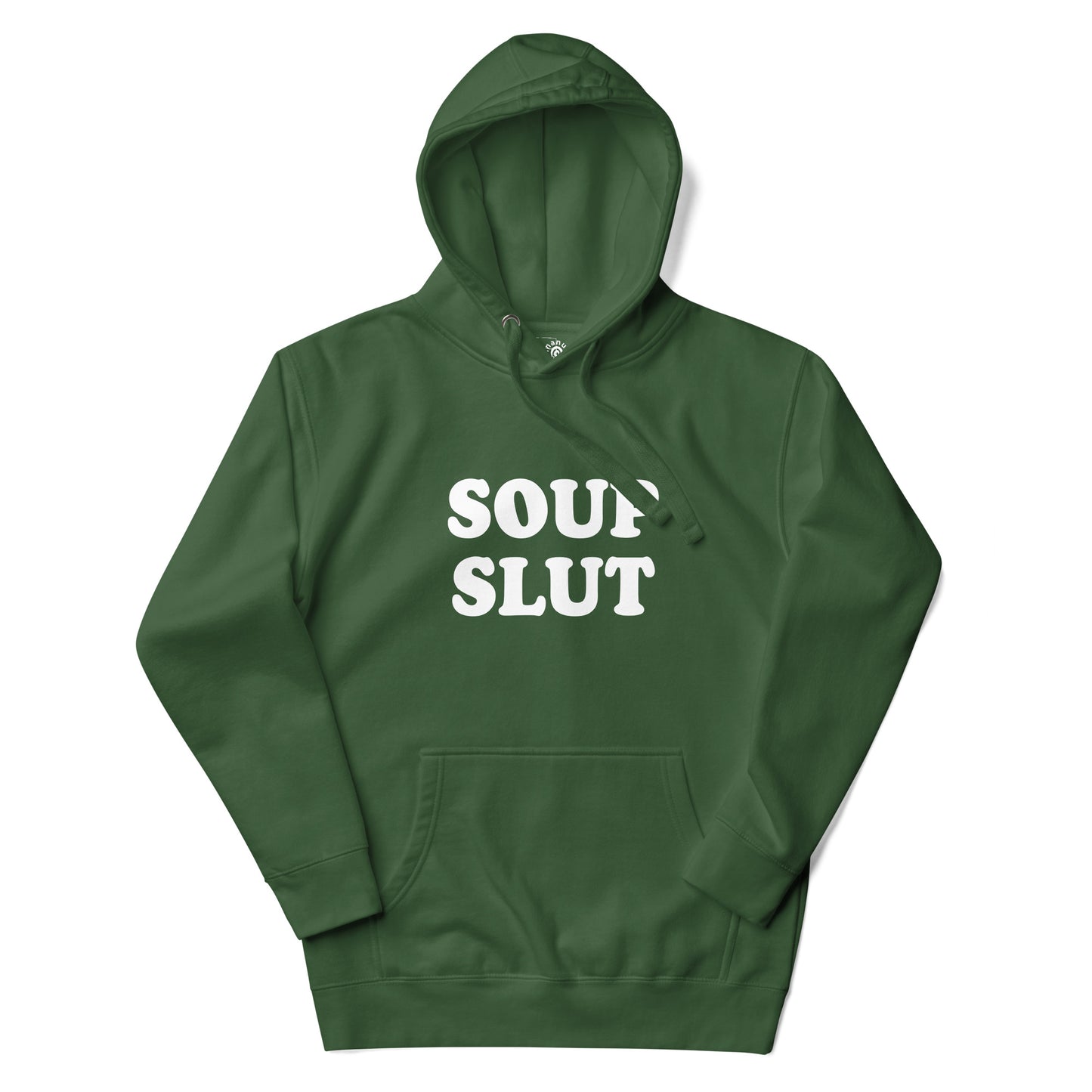 Forest Green Soup Slut Hoodie from Nina's Funky Shop by ninanush - Do you love soup? Looking for a funny gift for a friend? Our Colorful Soup Slut Hoodie is soft, comfortable and just what you need. It's a unisex soup lover hoodie with "soup slut" on the front. A funny soup hoodie for cozy nights in or stand out streetwear for foodies. This soup enthusiast sweatshirt is made just for you.