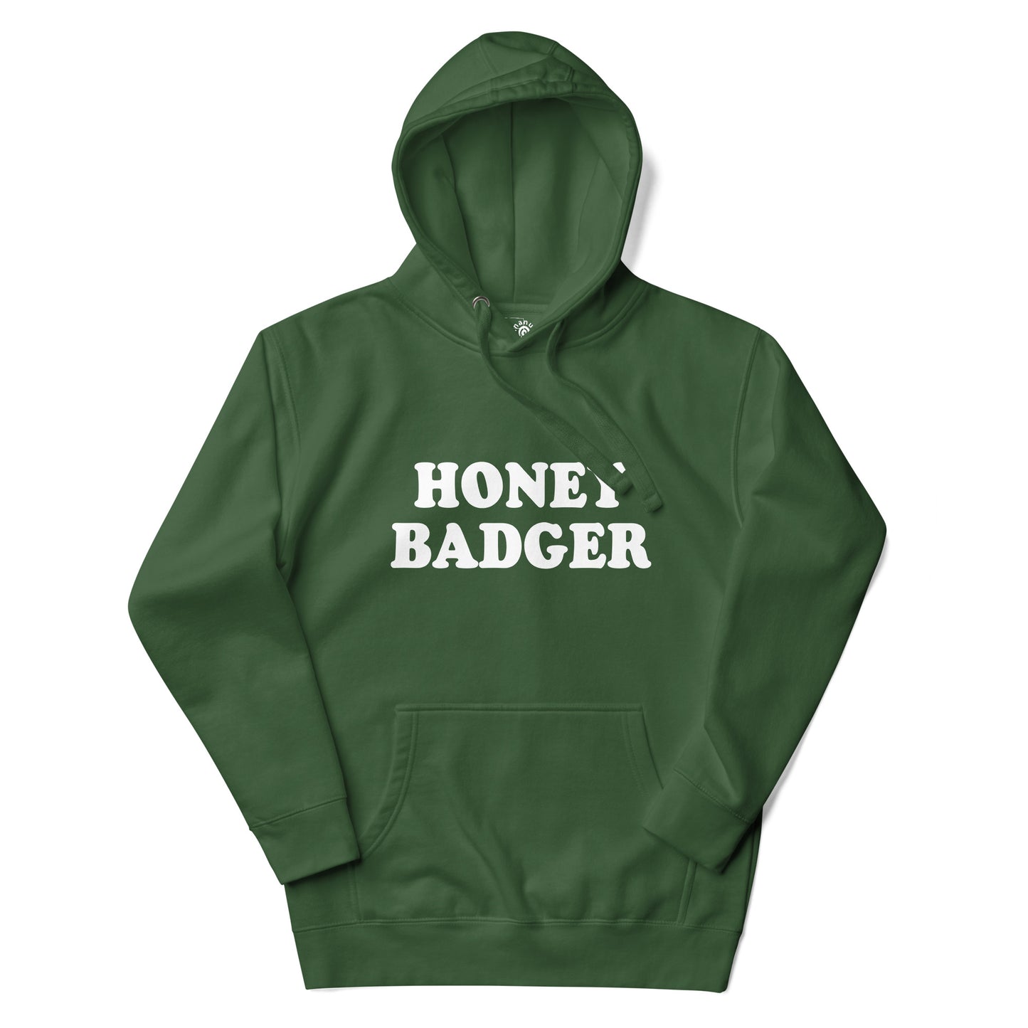 Forest Green Honey Badger Hoodie from Nina's Funky Shop by ninanush - Do you love honey badgers? Looking for a funny gift for a friend? Our Colorful Honey Badger Hoodie is soft, comfortable and just what you need. It's a unisex badger lover hoodie that comes in a variety of colors with "Honey Badger", expertly printed on the front. A funny hoodie for honey badger enthusiasts.