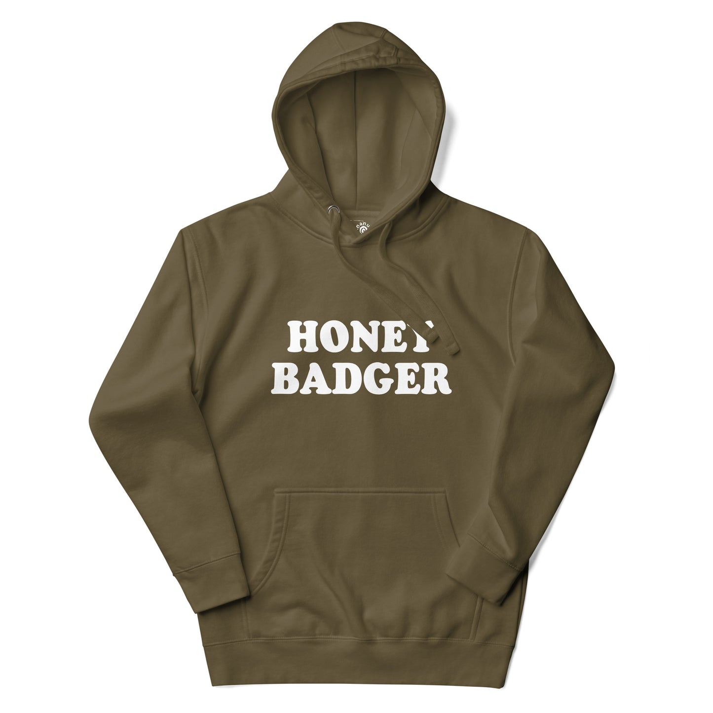 Army Green Honey Badger Hoodie from Nina's Funky Shop by ninanush - Do you love honey badgers? Looking for a funny gift for a friend? Our Colorful Honey Badger Hoodie is soft, comfortable and just what you need. It's a unisex badger lover hoodie that comes in a variety of colors with "Honey Badger", expertly printed on the front. A funny hoodie for honey badger enthusiasts.