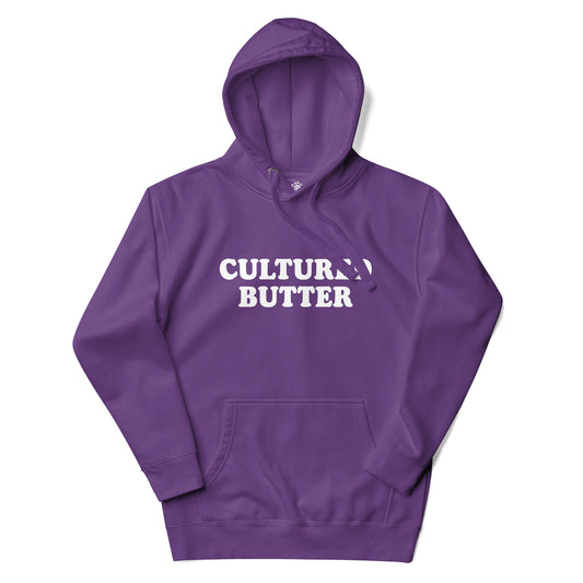 Purple Cultured Butter Hoodie from Nina's Funky Shop by Ninanush - Do you love butter? Looking for a funny gift for a friend? Our Colorful Cultured Butter Hoodie is soft, comfortable and just what you need. It's a unisex hoodie that comes in a variety of colors with "cultured butter", expertly printed on the front. This cultured butter enthusiast hoodie is bold and made just for you.