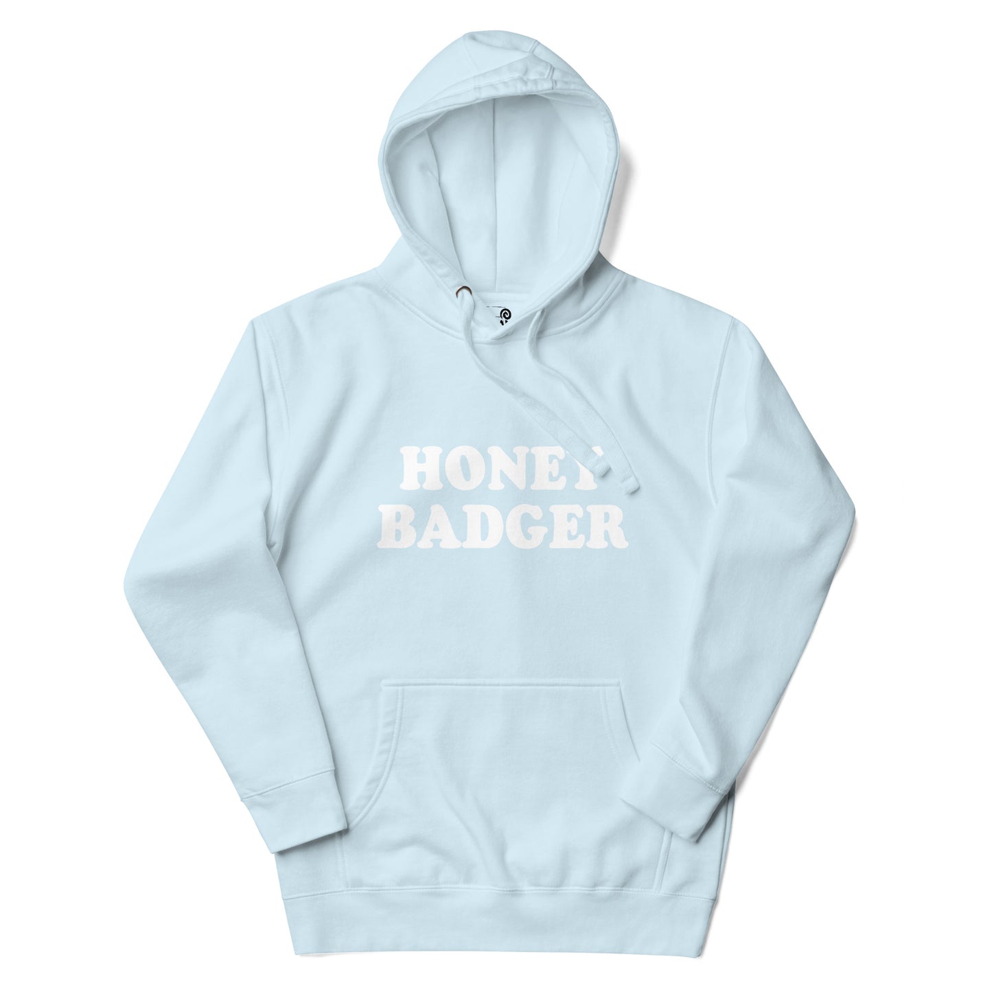 Light Blue Honey Badger Hoodie from Nina's Funky Shop by ninanush - Do you love honey badgers? Looking for a funny gift for a friend? Our Colorful Honey Badger Hoodie is soft, comfortable and just what you need. It's a unisex badger lover hoodie that comes in a variety of colors with "Honey Badger", expertly printed on the front. A funny hoodie for honey badger enthusiasts.