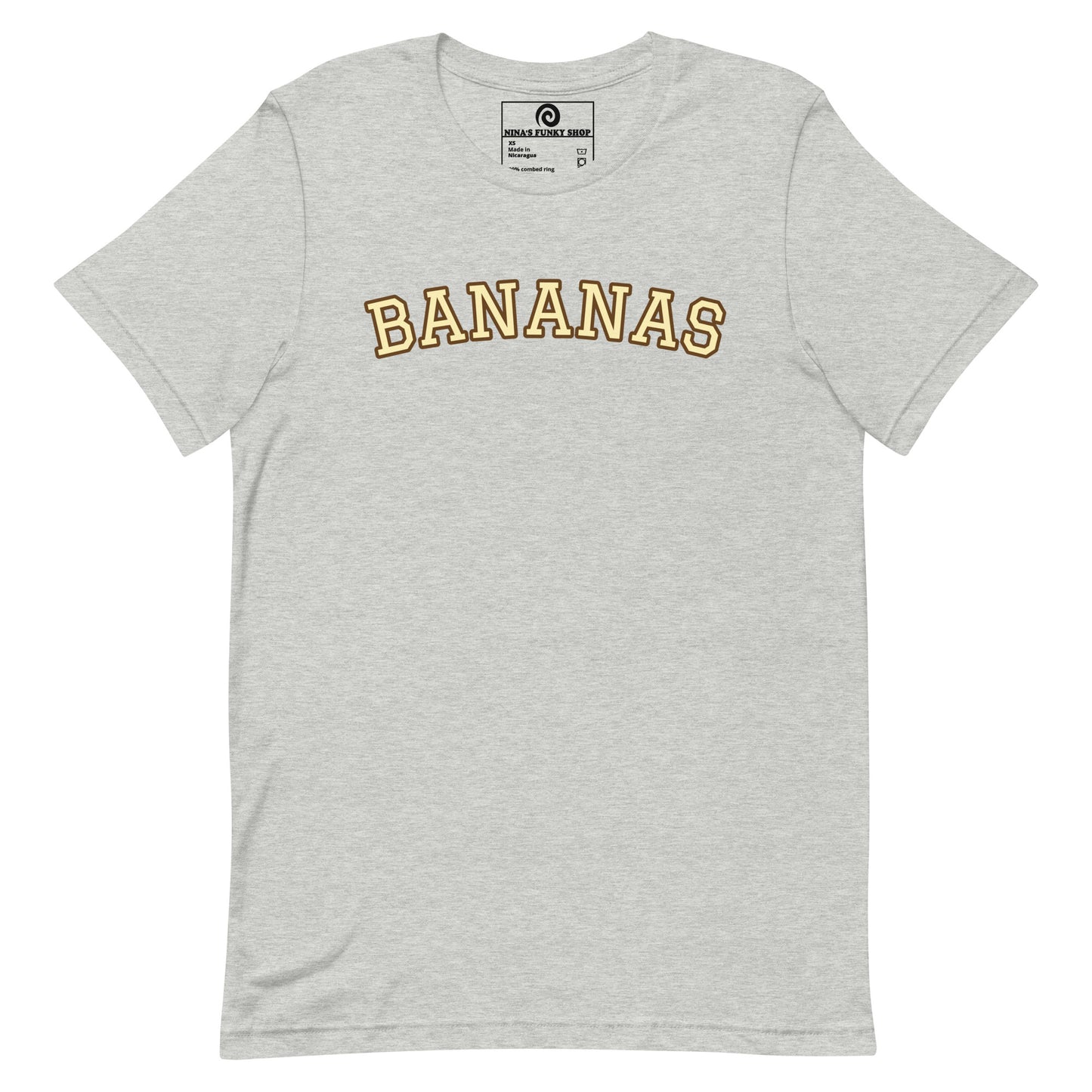 Gray Bananas T-Shirt - This Bananas T-Shirt is soft, comfortable and made just for you. It's a classic cotton graphic tee with "bananas", expertly printed on the front. Looking for something personalized? Shoot us an email!