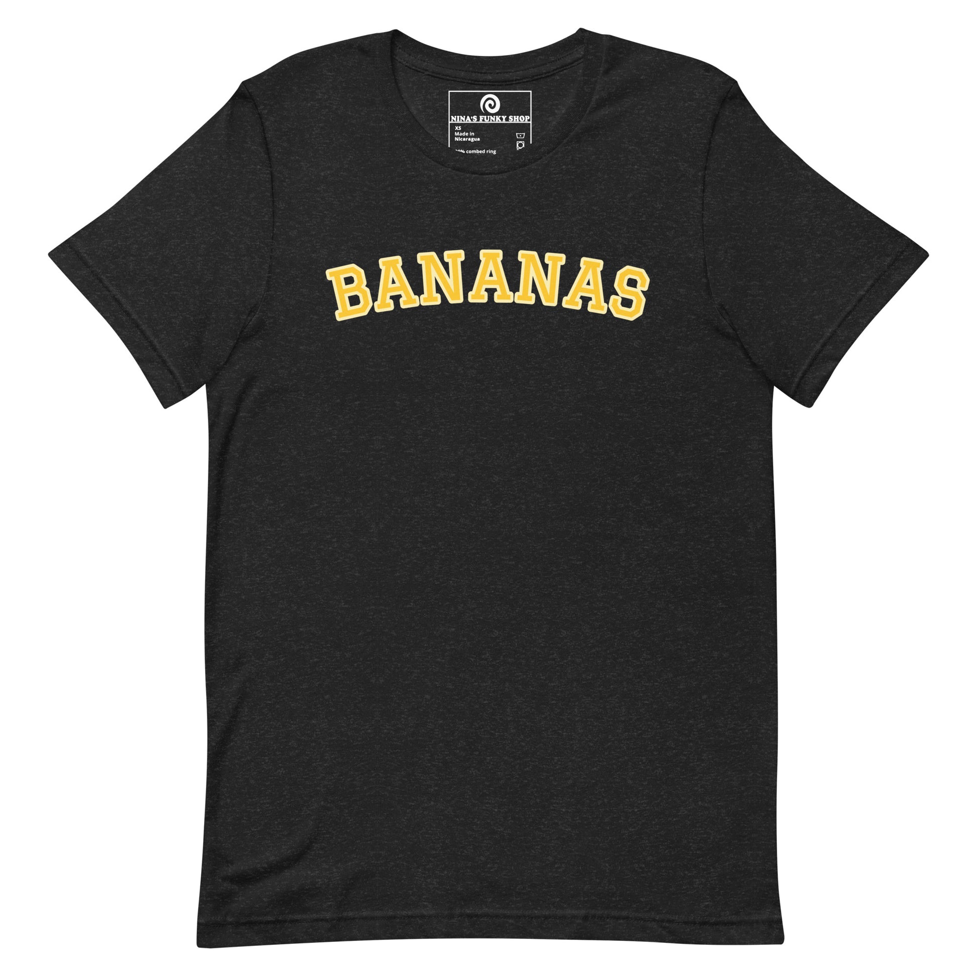 Dark Gray Bananas T-Shirt - This Bananas T-Shirt is soft, comfortable and made just for you. It's a classic cotton graphic tee with "bananas", expertly printed on the front. Looking for something personalized? Shoot us an email!