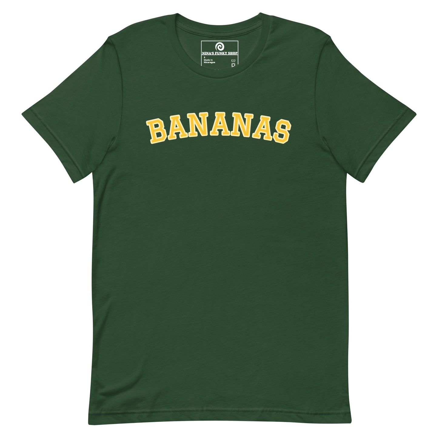 Forest Green Bananas T-Shirt - This Bananas T-Shirt is soft, comfortable and made just for you. It's a classic cotton graphic tee with "bananas", expertly printed on the front. Looking for something personalized? Shoot us an email!