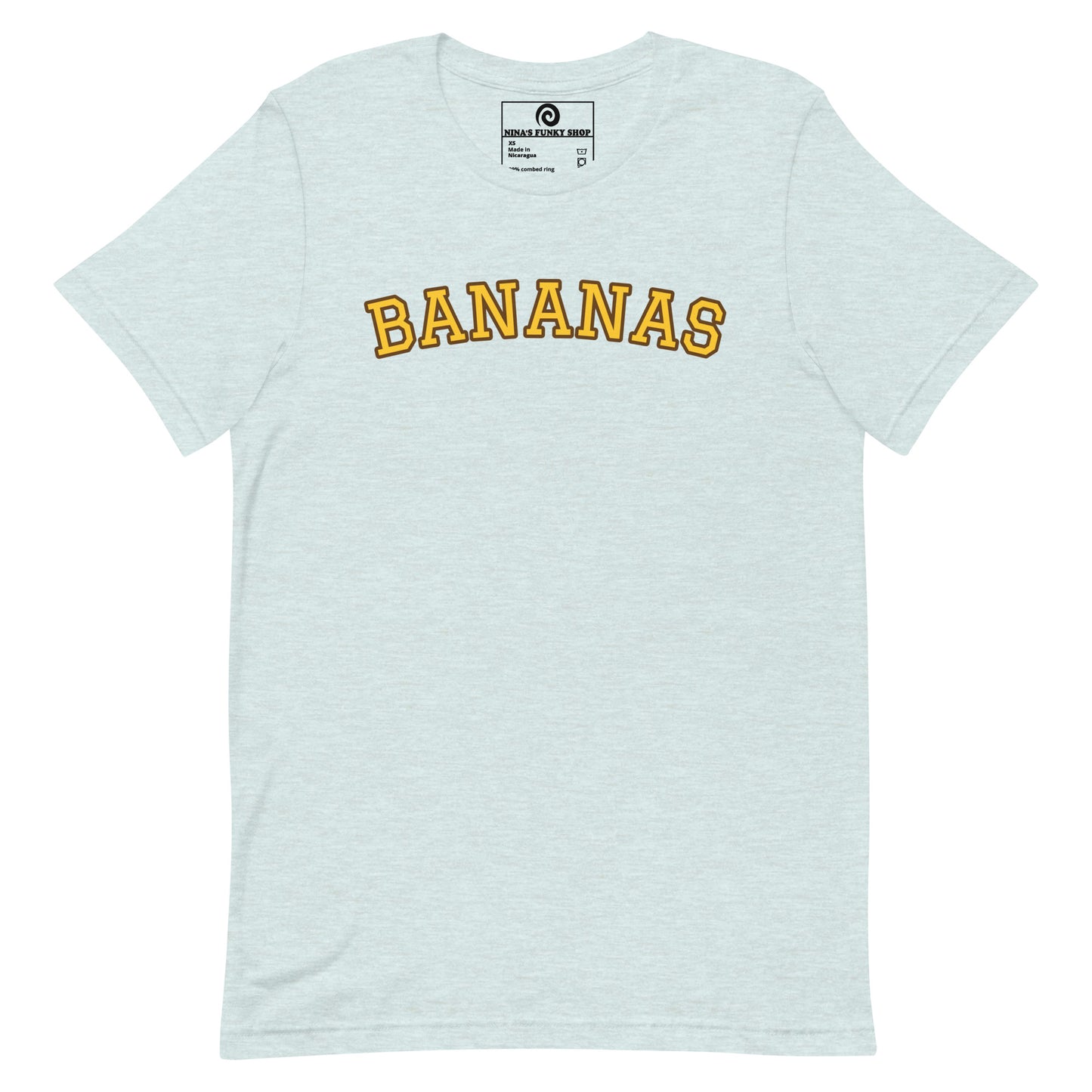 Ice Blue Bananas T-Shirt - This Bananas T-Shirt is soft, comfortable and made just for you. It's a classic cotton graphic tee with "bananas", expertly printed on the front. Looking for something personalized? Shoot us an email!