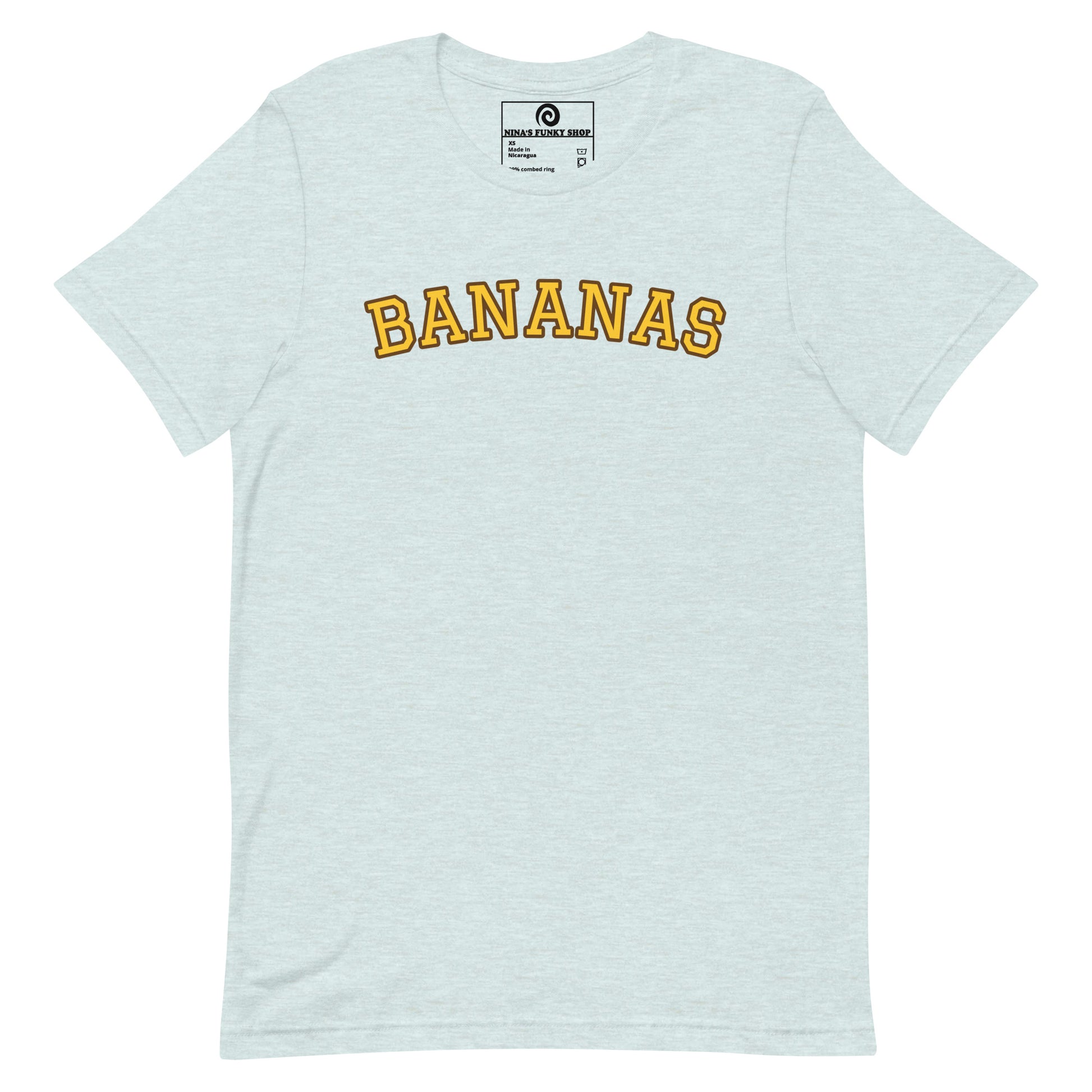 Ice Blue Bananas T-Shirt - This Bananas T-Shirt is soft, comfortable and made just for you. It's a classic cotton graphic tee with "bananas", expertly printed on the front. Looking for something personalized? Shoot us an email!