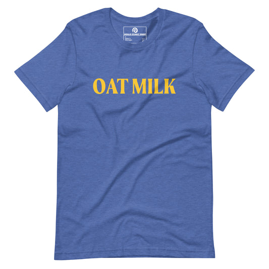 True Royal Blue Oat Milk T-shirt - Are you an oat milk enthusiast? Looking for a funny gift for a dairy free friend? Our Oat Milk T-shirt is soft, comfortable and just what you need. It's a unisex t-shirt that comes in a variety of colors with "oat milk", on the front. A funny t-shirt for plant based babes and foodies of all kinds. Celebrate your favorite foods in our funky foodie apparel. Designed by Nina and made just for you!