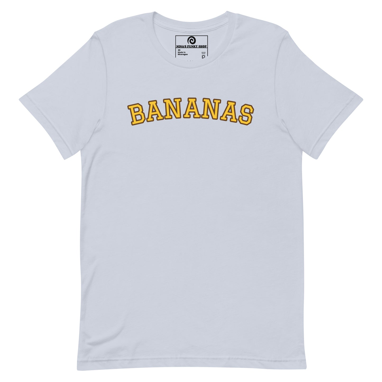 Light Blue Bananas T-Shirt - This Bananas T-Shirt is soft, comfortable and made just for you. It's a classic cotton graphic tee with "bananas", expertly printed on the front. Looking for something personalized? Shoot us an email!