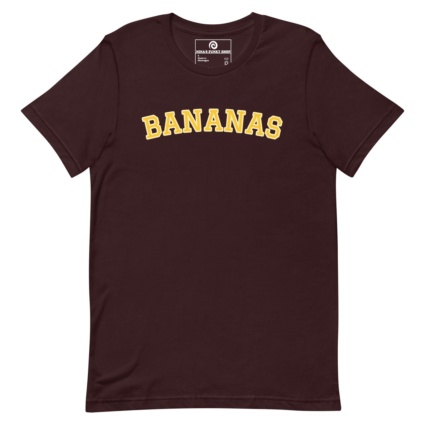 Dark Red Bananas T-Shirt - This Bananas T-Shirt is soft, comfortable and made just for you. It's a classic cotton graphic tee with "bananas", expertly printed on the front. Looking for something personalized? Shoot us an email!