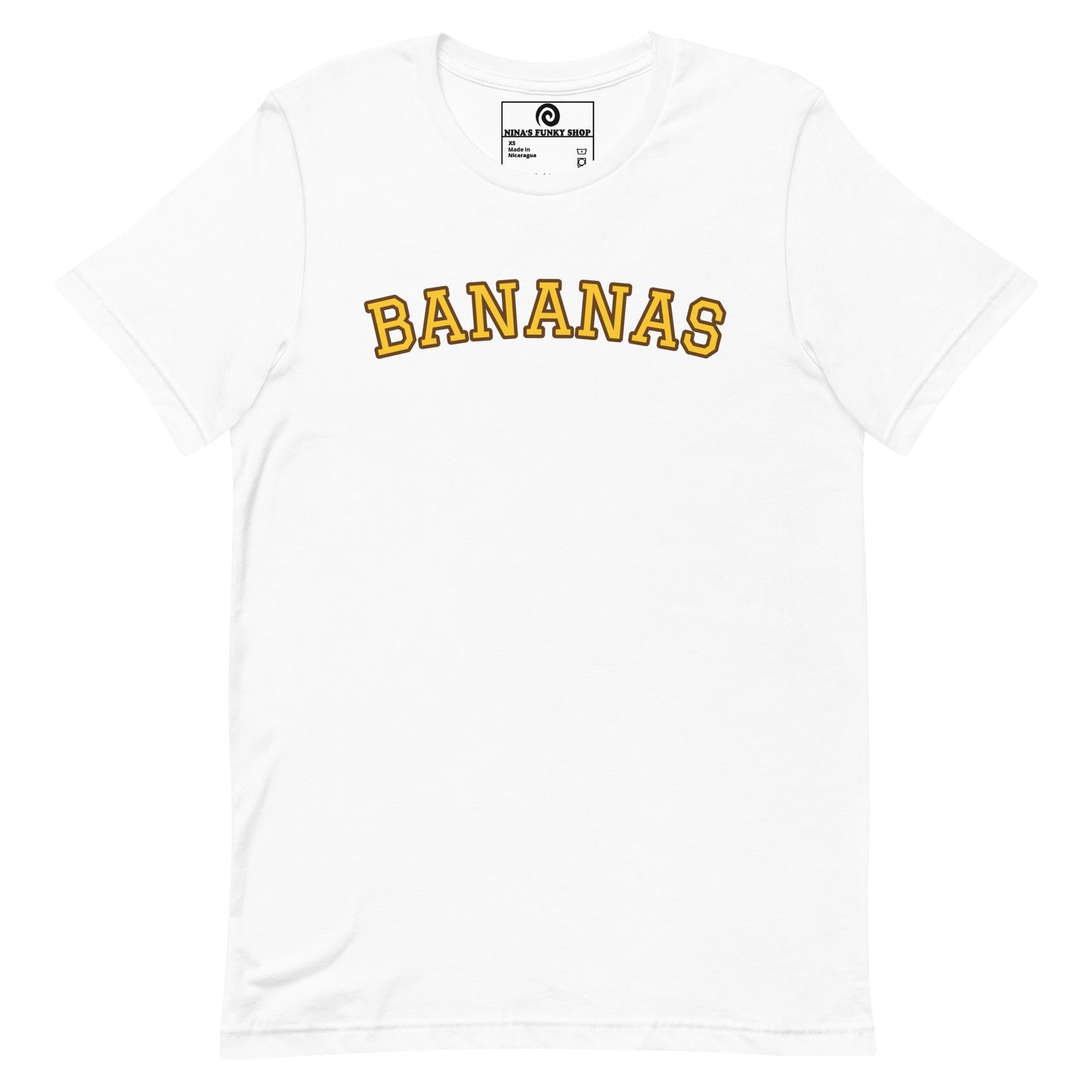 White Bananas T-Shirt - This Bananas T-Shirt is soft, comfortable and made just for you. It's a classic cotton graphic tee with "bananas", expertly printed on the front. Looking for something personalized? Shoot us an email!