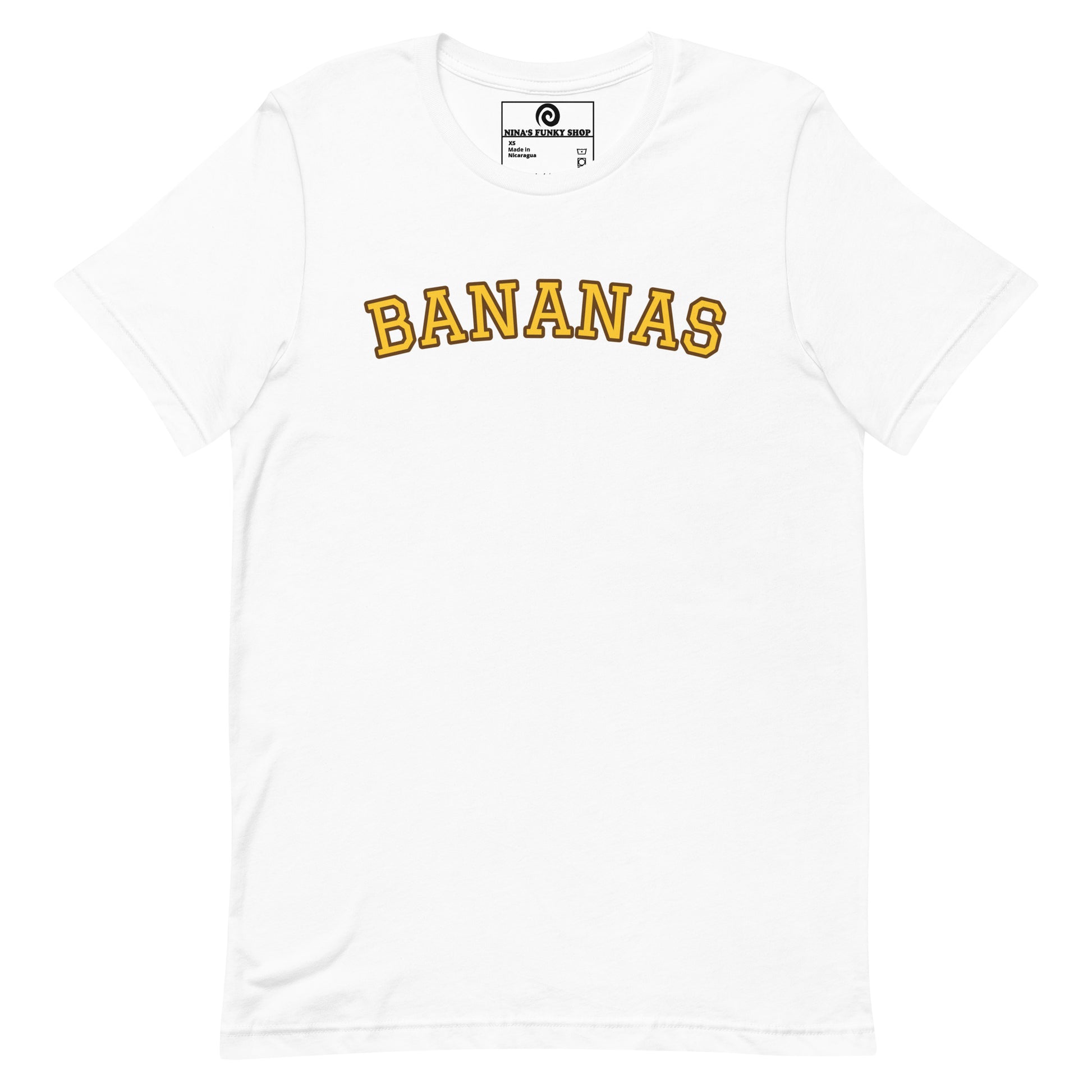 White Bananas T-Shirt - This Bananas T-Shirt is soft, comfortable and made just for you. It's a classic cotton graphic tee with "bananas", expertly printed on the front. Looking for something personalized? Shoot us an email!