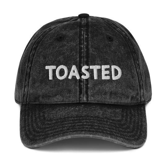 Black toasted hat - This toasted dad hat stands out in a variety of colors with a faded vintage style look and white embroidery. It's comfortable, unique and made just for you. Wear this funny dad hat as everyday streetwear. Eat your favorite foods in our funny food clothing and accessories and find the perfect funny gift for foodies.