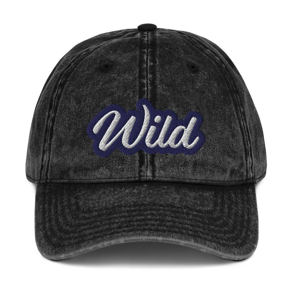 Faded black wild dad hat - This wild dad hat is comfortable, adjustable and is made just for you. It's a faded vintage-style cotton dad hat with the word "wild" embroidered on the front. This unisex wild dad hat comes in a variety of stylish colors. Wear this unique dad hat as everyday wear or give it as a funny gift for a wild friend.