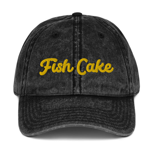 Black fish cake dad hat from Nina's Funky Shop by ninanush - Do you love Fish Cakes? This fish cake dad hat is just what you need. It's a weird hat that's comfortable, with a stylish distressed fabric. Stand out and add a little personality to your everyday unique outfits in this funny food hat. The perfect hat for foodies and fish cake enthusiasts. Eat fish cakes in style.