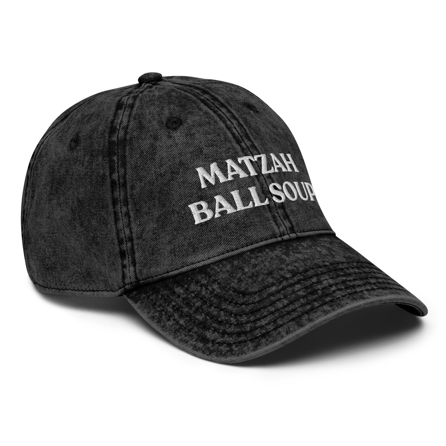 Black Matzo Ball Soup Hat - Love matzah ball soup? Looking for a funny gift for the holidays? This Matzah Ball Soup Hat is comfortable, has an adjustable closure, and comes in a variety of colors with the funny food design, expertly embroidered on the front. The perfect hat for matzah ball lovers and foodies of all kinds. Celebrate your favorite foods in our funky foodie clothing and accessories.