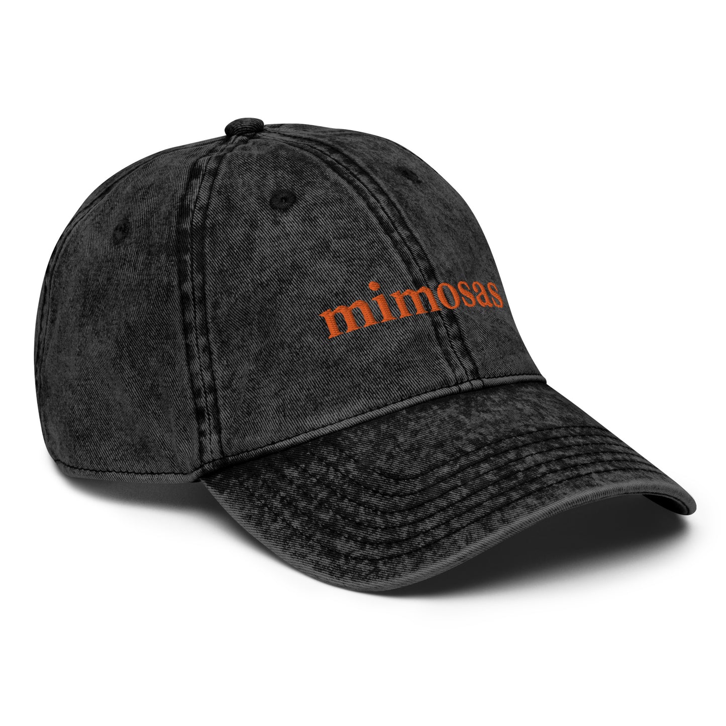 Black Mimosas Dad Hat - Drink your favorite cocktail in our Mimosas Hat! It's a classic dad hat with "mimosas" expertly embroidered on the front. The perfect hat for everyday streetwear or a gift for a mimosa enthusiast. 