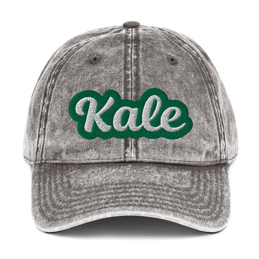 Gray kale dad hat from Nina's Funky Shop by ninanush - Eat kale and stand out in our kale dad hat. It has an adjustable closure and comes in a variety of colors with the word "kale", expertly embroidered on the front. Wear this kale hat and make a statement or give it as a funny gift for a kale enthusiast. It's a unique dad hat for foodies and veggie lovers of all kinds. 