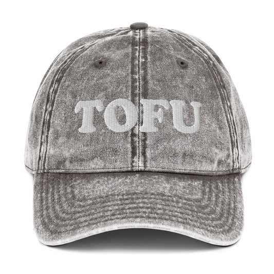 Gray Tofu hat - Our Tofu Dad Hat is comfortable, adjustable, and comes in a variety of colors. It's a classic dad hat, expertly embroidered just for you! Make a statement and eat more plants in this funny dad hat for plant based babes and beyond.