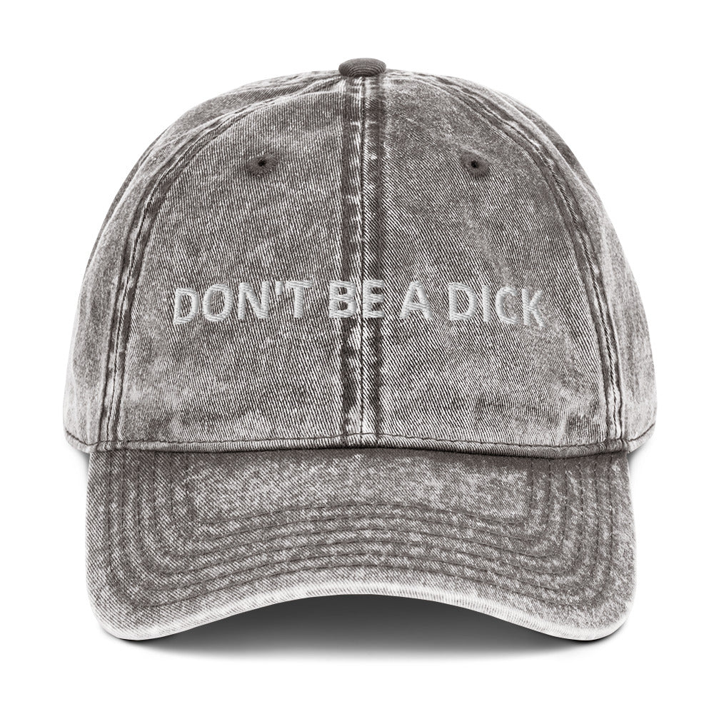 Gray Don't Be A Dick Hat - Make a statement in our Don't Be A Dick Dad Hat. It's a comfortable hat that comes in a variety of colors with an adjustable snap buckle.