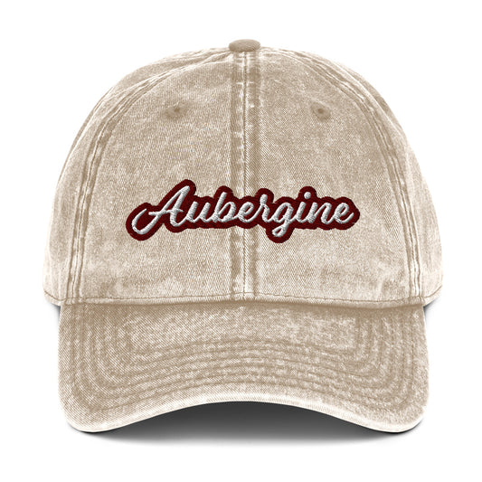 Beige eggplant dad hat - This vintage style aubergine dad hat is just what every eggplant lover needs. Make a statement in this funky aubergine dad hat. It's stylish, unique, designed for eggplant enthusiasts and made just for you. Give it as a gift for an eggplant lover or wear this funny foodie dad hat to add a little personality to your look. 