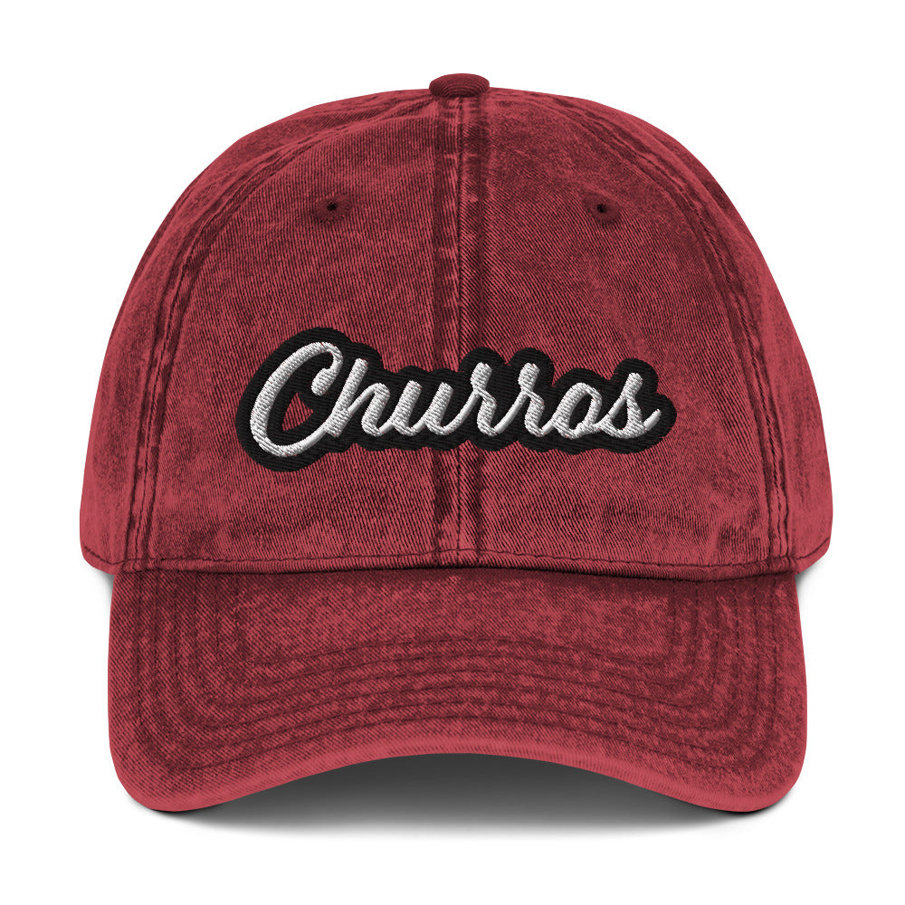 Faded maroon churros hat - This embroidered foodie dad hat is designed for churro lovers and foodies of all kinds. It's a comfortable, funny dad hat with a washed out, vintage style. This churro hat is perfect for everyday street style or a funny gift for a churro enthusiast. Stand out and celebrate your favorite foods in our funny foodie clothing and accessories. 