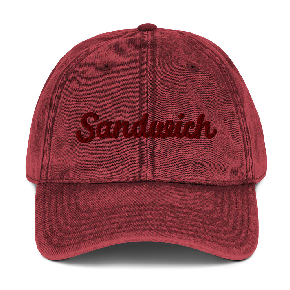 Maroon sandwich hat from Nina's Funky Shop by ninanush - Are you a sandwich enthusiast? Show off your passion for sandwiches in our classic sandwich dad hat. It's a funny hat for sandwich aficionados and foodies of all kinds. Wear this unique food dad hat and add a little personality to your everyday style or give it as a funny gift for a sandwich lover. Celebrate your favorite foods in style.