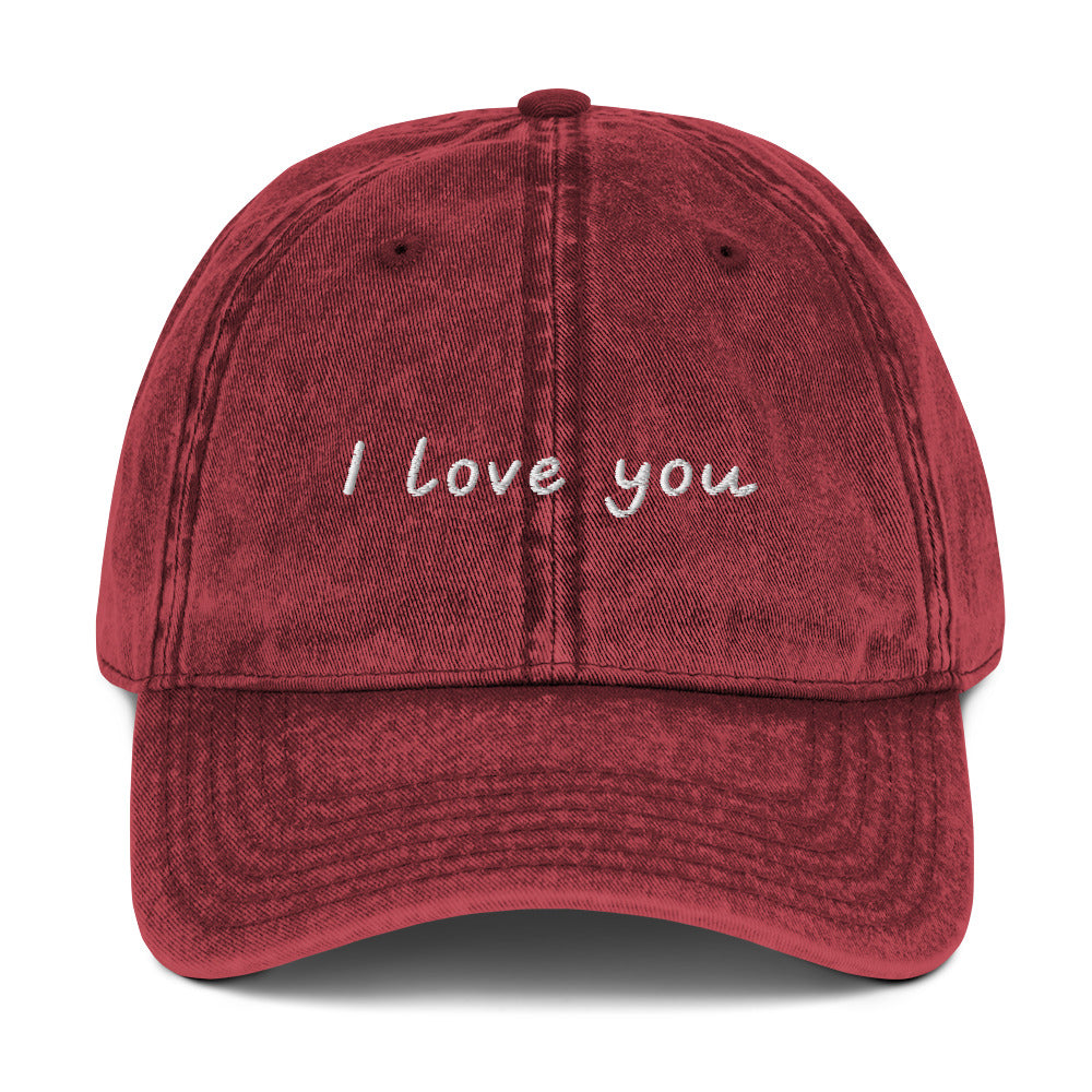 Maroon I Love You Hat - Let your hat do the talking and spread the love in our "I Love You Dad Hat." It's a classic cotton dad hat with a positive design, expertly embroidered on the front. Looking for something personalized? Shoot us an email!