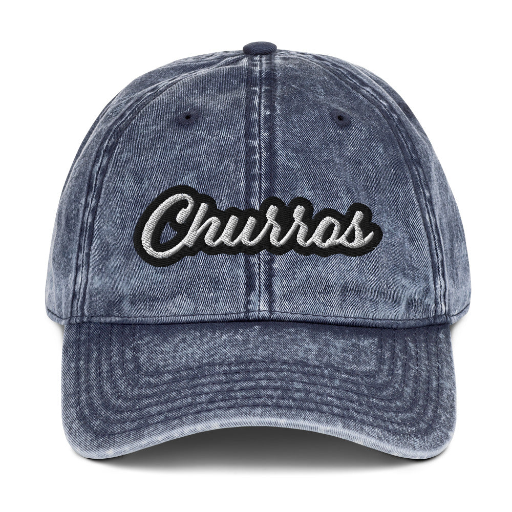 Faded blue churros hat - This embroidered foodie dad hat is designed for churro lovers and foodies of all kinds. It's a comfortable, funny dad hat with a washed out, vintage style. This churro hat is perfect for everyday street style or a funny gift for a churro enthusiast. Stand out and celebrate your favorite foods in our funny foodie clothing and accessories.