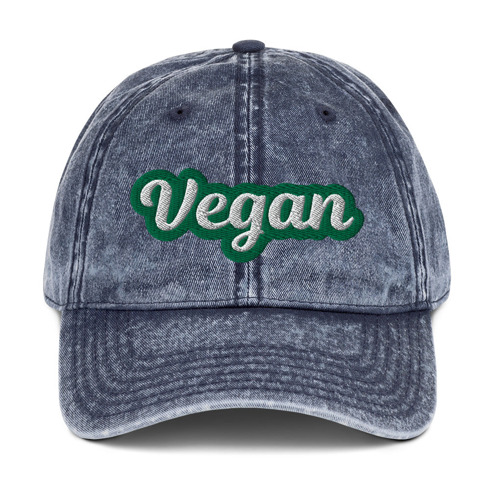 Blue vegan hat from Nina's Funky Shop by ninanush - This vegan dad hat is comfortable, unique and the perfect hat for plant based babes and vegans. It has an adjustable closure and comes in a variety of colors with "Vegan" expertly embroidered on the front. Eat vegan food and add some personality to your style in this vegan dad hat or give it as a gift for a proud vegan.