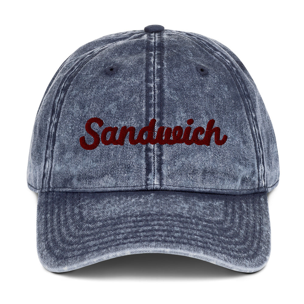 Navy blue sandwich hat from Nina's Funky Shop by ninanush - Are you a sandwich enthusiast? Show off your passion for sandwiches in our classic sandwich dad hat. It's a funny hat for sandwich aficionados and foodies of all kinds. Wear this unique food dad hat and add a little personality to your everyday style or give it as a funny gift for a sandwich lover. Celebrate your favorite foods in style.